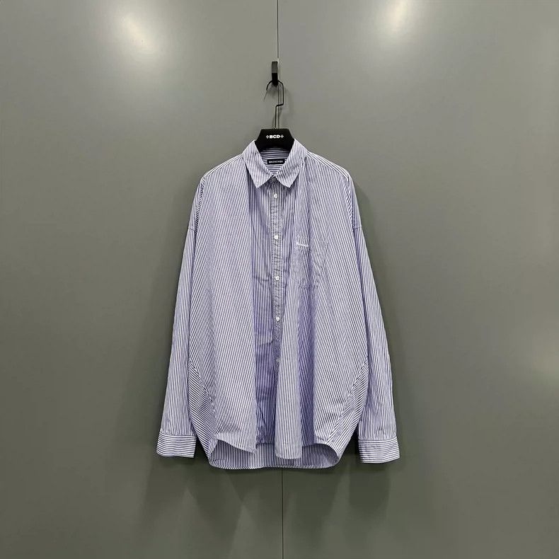 Balenciaga Balenciaga size 39 Striped embroidery small logo shirt Size US S / EU 44-46 / 1 - 1 Thumbnail