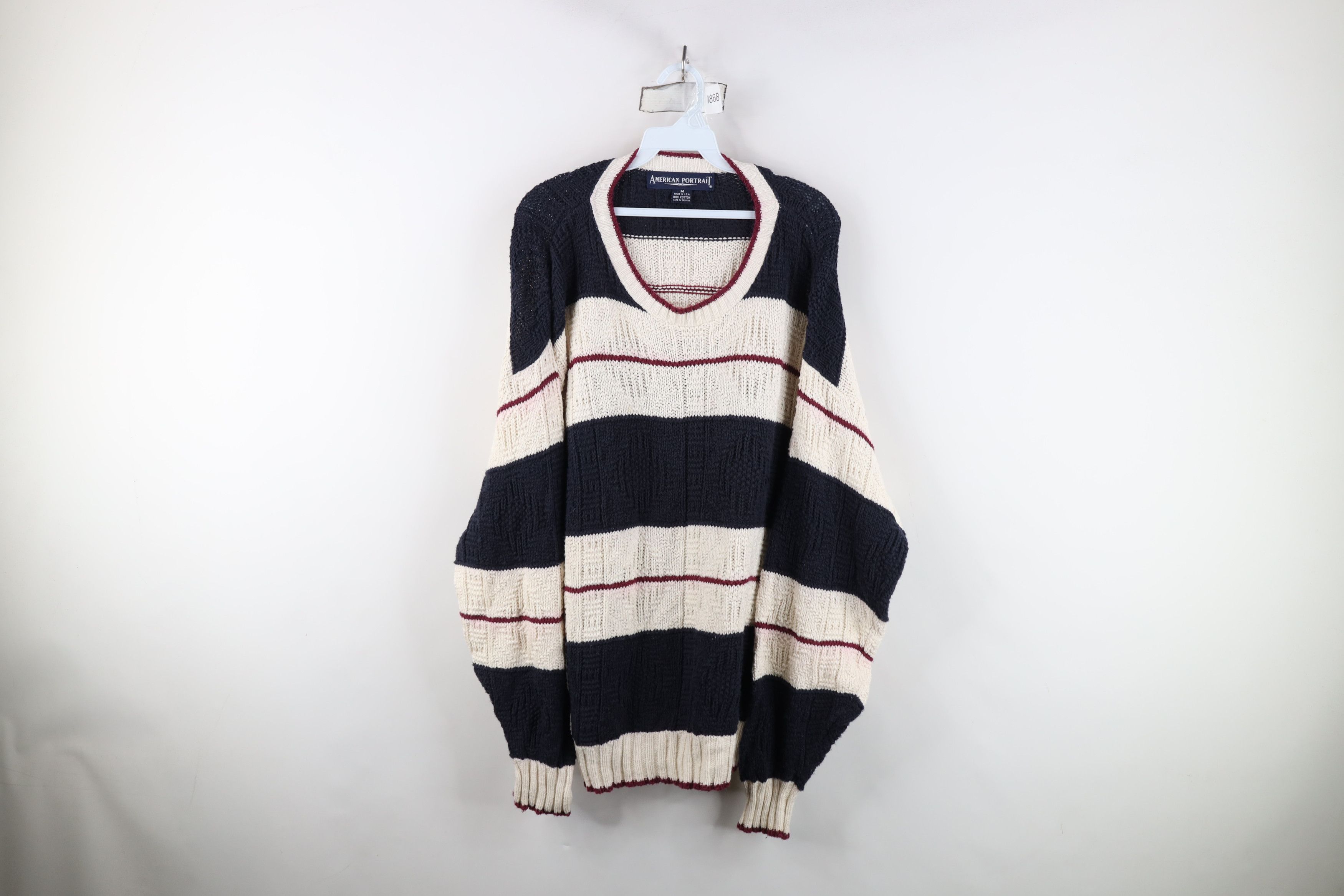 Vintage Vintage 90s Streetwear Striped Cotton Knit Sweater USA Size US M / EU 48-50 / 2 - 1 Thumbnail
