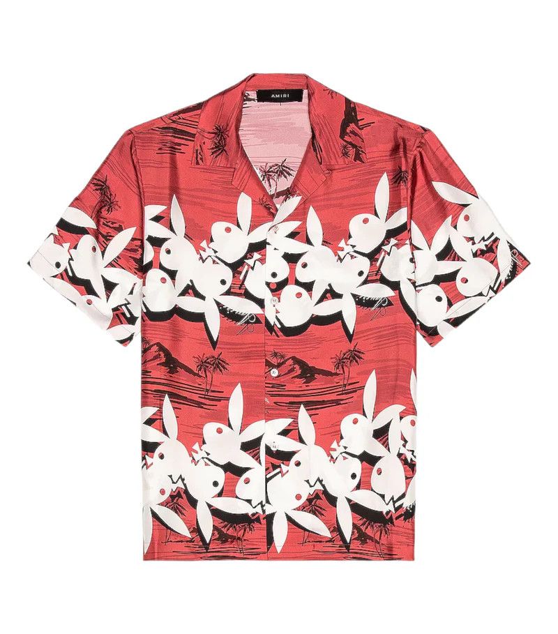 Amiri o1gr1nt1124 Playboy Aloha Shirt in Red Size US M / EU 48-50 / 2 - 1 Thumbnail