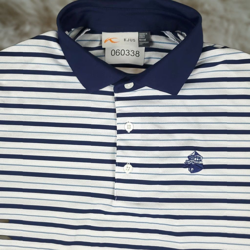 KJUS KJUS Polo Shirt Mens Size Medium 50 Blue Striped Golf Casual Short Sleeve Size US M / EU 48-50 / 2 - 1 Thumbnail