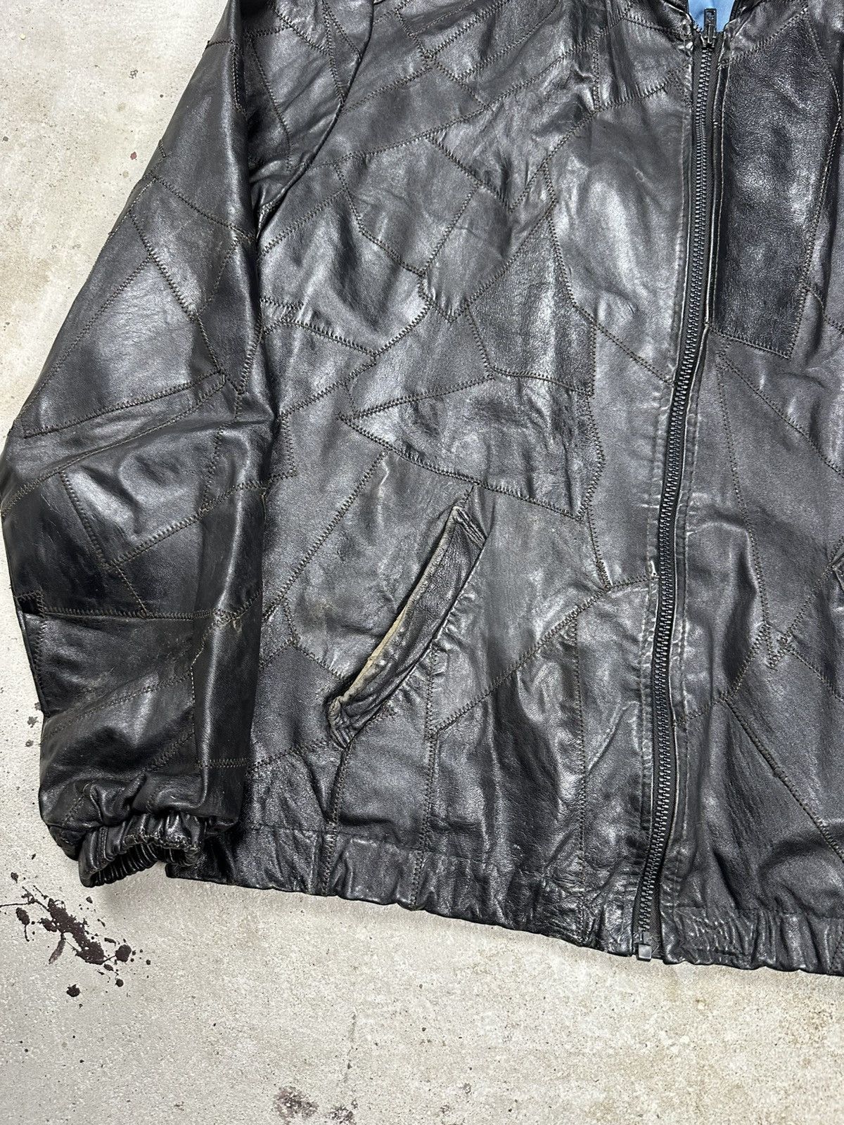 Vintage Vintage 90s Black Patchwork Bomber Leather Jacket Size US M / EU 48-50 / 2 - 5 Thumbnail