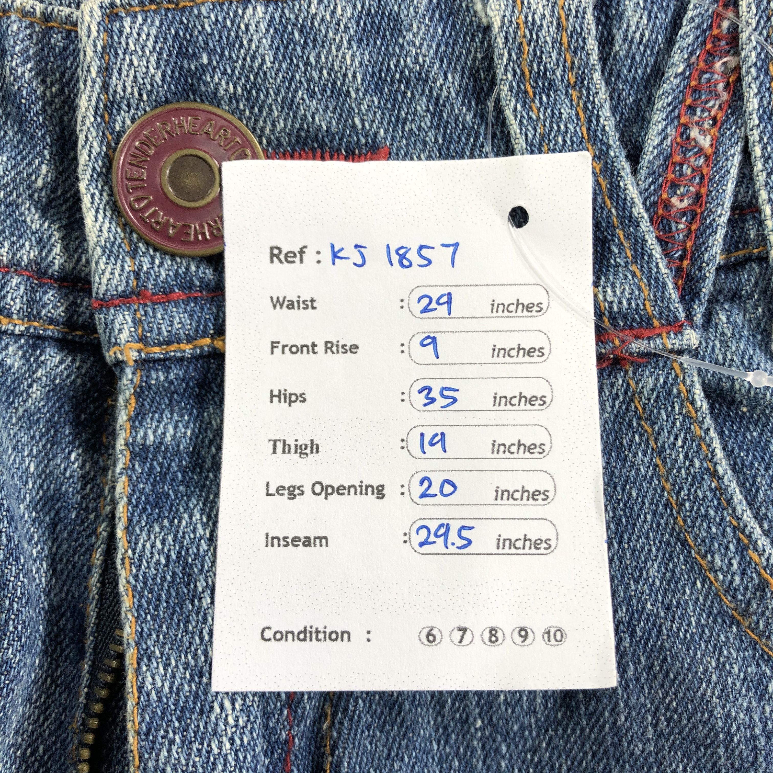 Japanese Brand Tender Heart Jeans Embroidered Flare Denim KJ1857 Size 29" - 12 Thumbnail