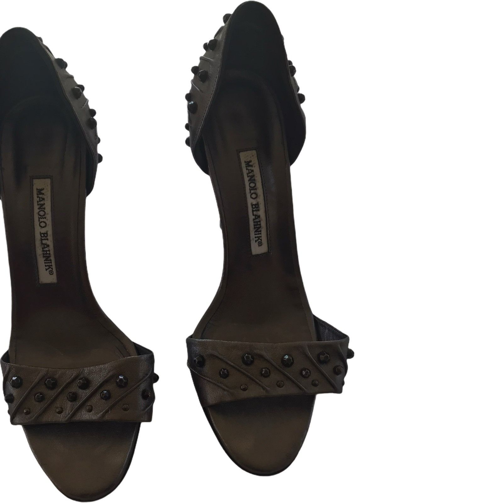 Manolo Blahnik Manolo Blahnik Womens Black Studded High Heel Sandals Size 3 Size US 7.5 / IT 37.5 - 1 Thumbnail