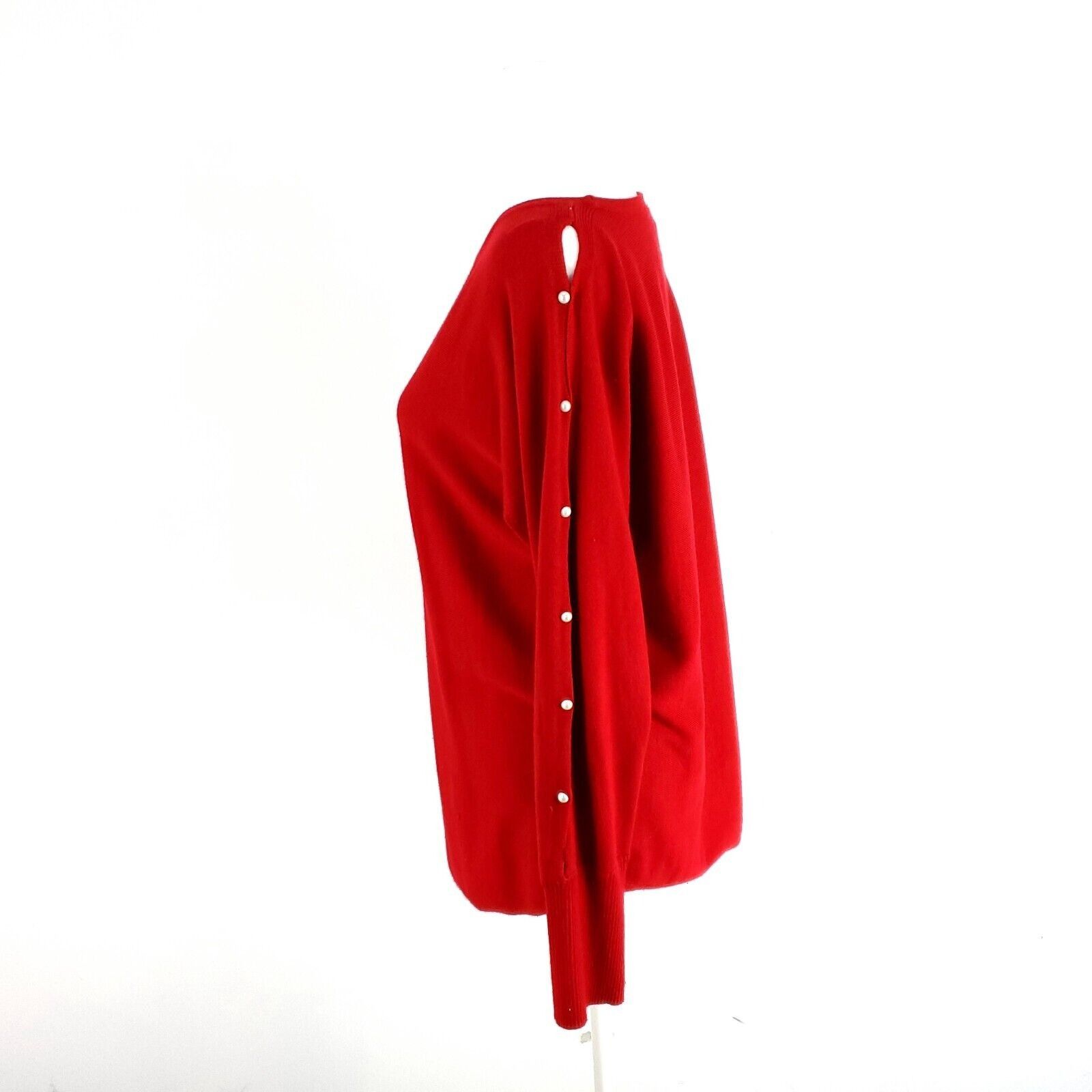 Designer Adrienne Vittadini Red Sweater Medium Rayon Polyester Long S Size M / US 6-8 / IT 42-44 - 3 Thumbnail
