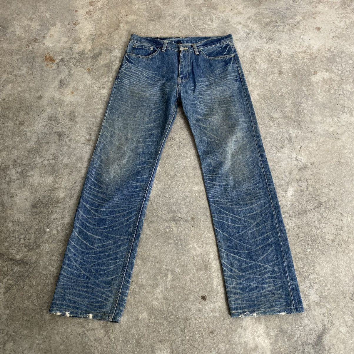 Lad Musician 2000’s Lad Musician Whisker Washed Straight Leg Denim Jeans Size US 33 - 1 Thumbnail