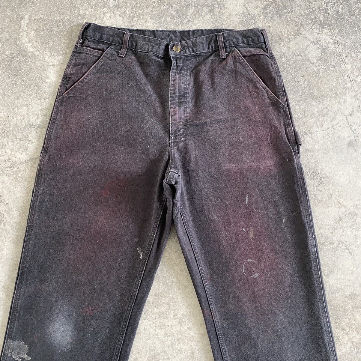 Carhartt Trashed VTG Carhartt Faded Dirty Carpenter Workwear Pants Size US 33 - 5 Thumbnail