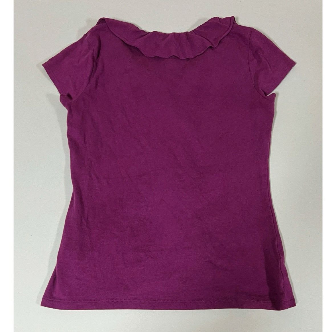 Ann Taylor Ann Taylor Purple Ruffle Short Sleeve Shirt Top Blouse XS 💜✨ Size XS / US 0-2 / IT 36-38 - 4 Thumbnail
