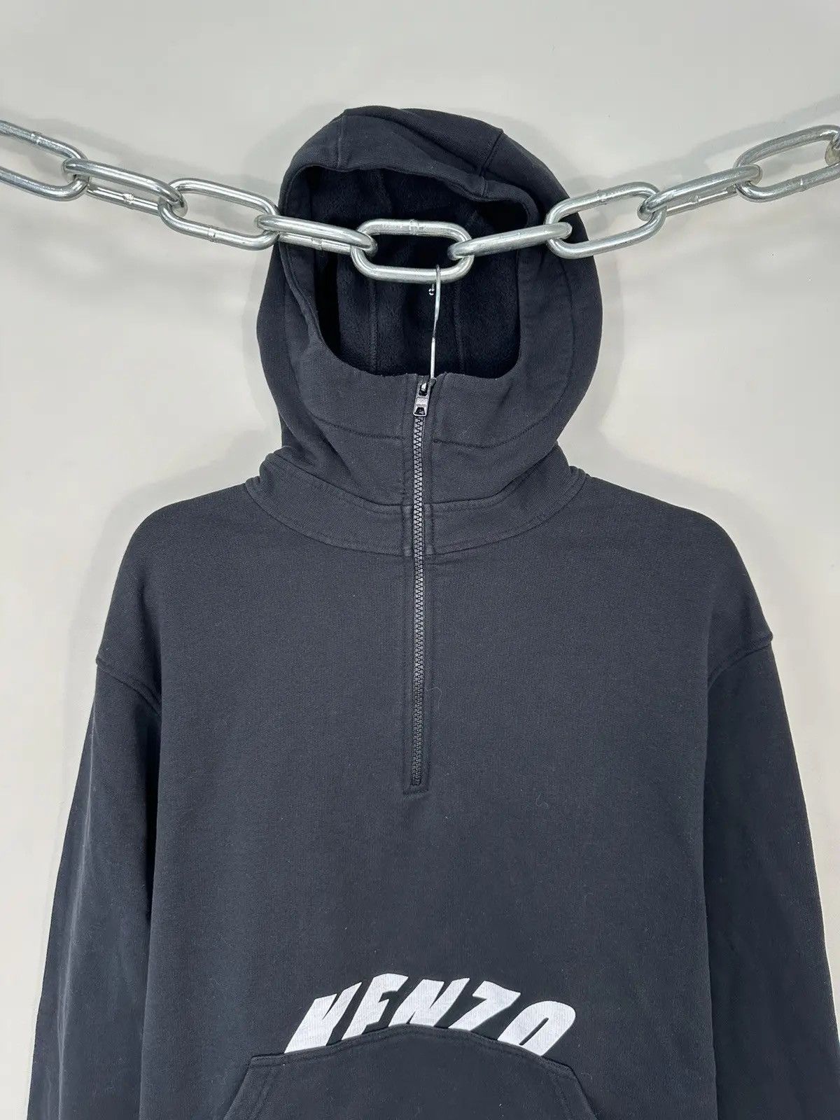 Kenzo Kenzo Half Zip Big Logo Black Luxury Hoodie Size US M / EU 48-50 / 2 - 3 Thumbnail