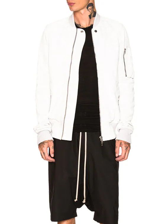 Rick Owens Chalk White Bomber Jacket in Blistered Lamb Leather MA-1 OBO Size US S / EU 44-46 / 1 - 16 Thumbnail