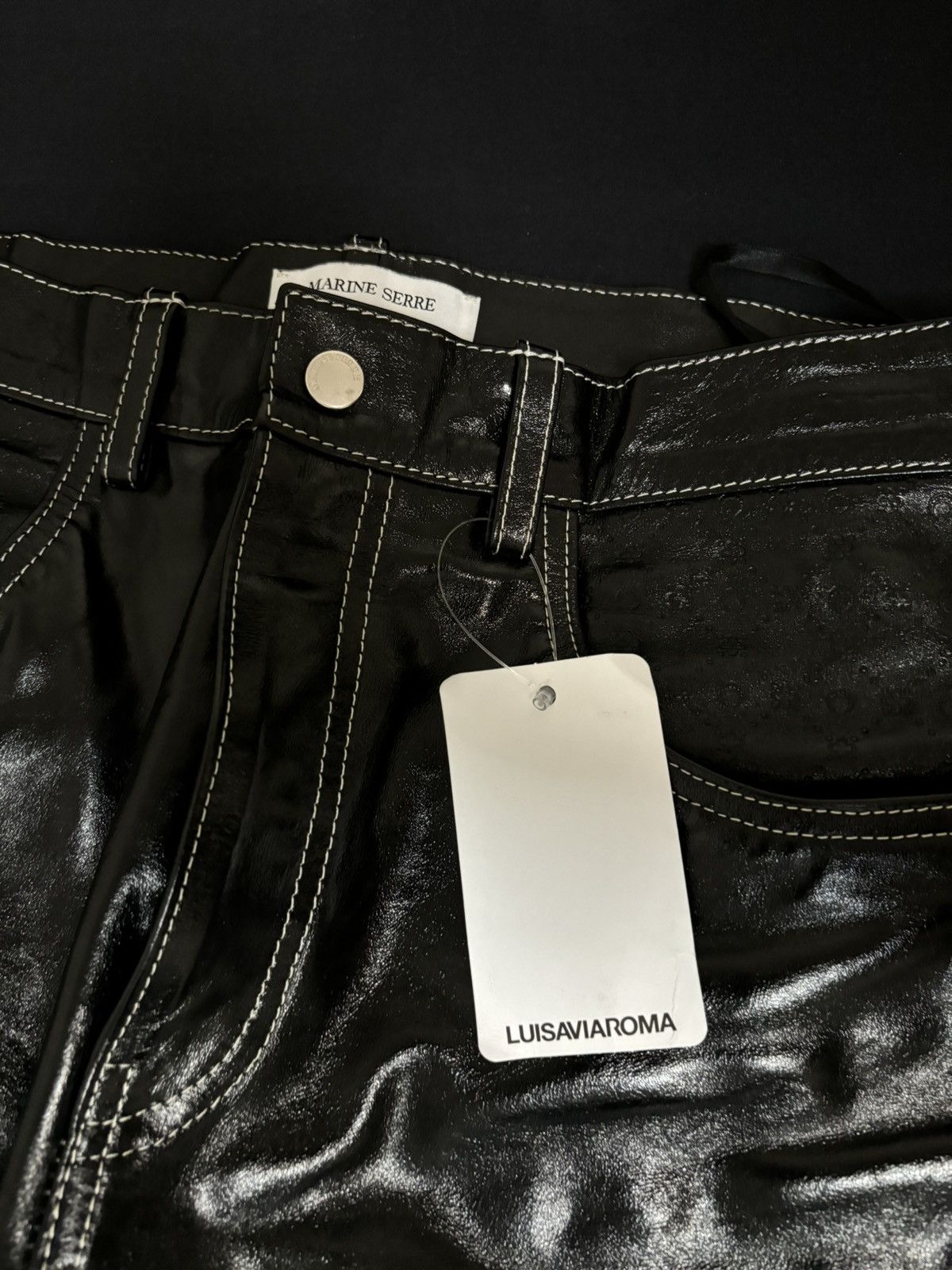Marine Serre MARINE SERRE Black Embossed Leather Pants Size US 32 / EU 48 - 3 Thumbnail