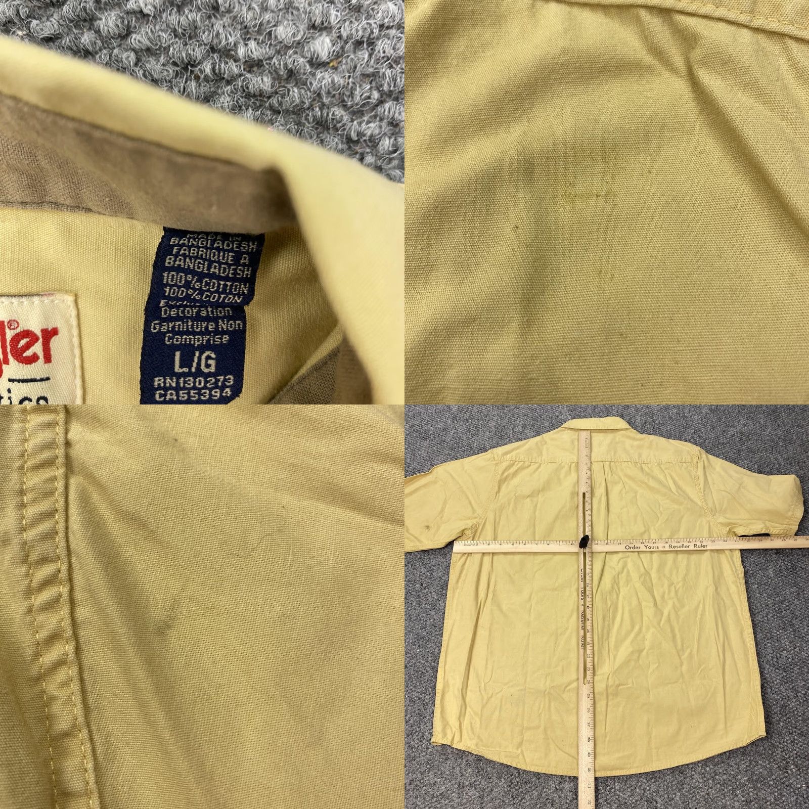 Wrangler Wrangler Authentics Shirt Mens Large Khaki Short Sleeve Button Front Safari Beige Cotton Pocketed Button-Up N/A Size US L / EU 52-54 / 3 - 8 Thumbnail