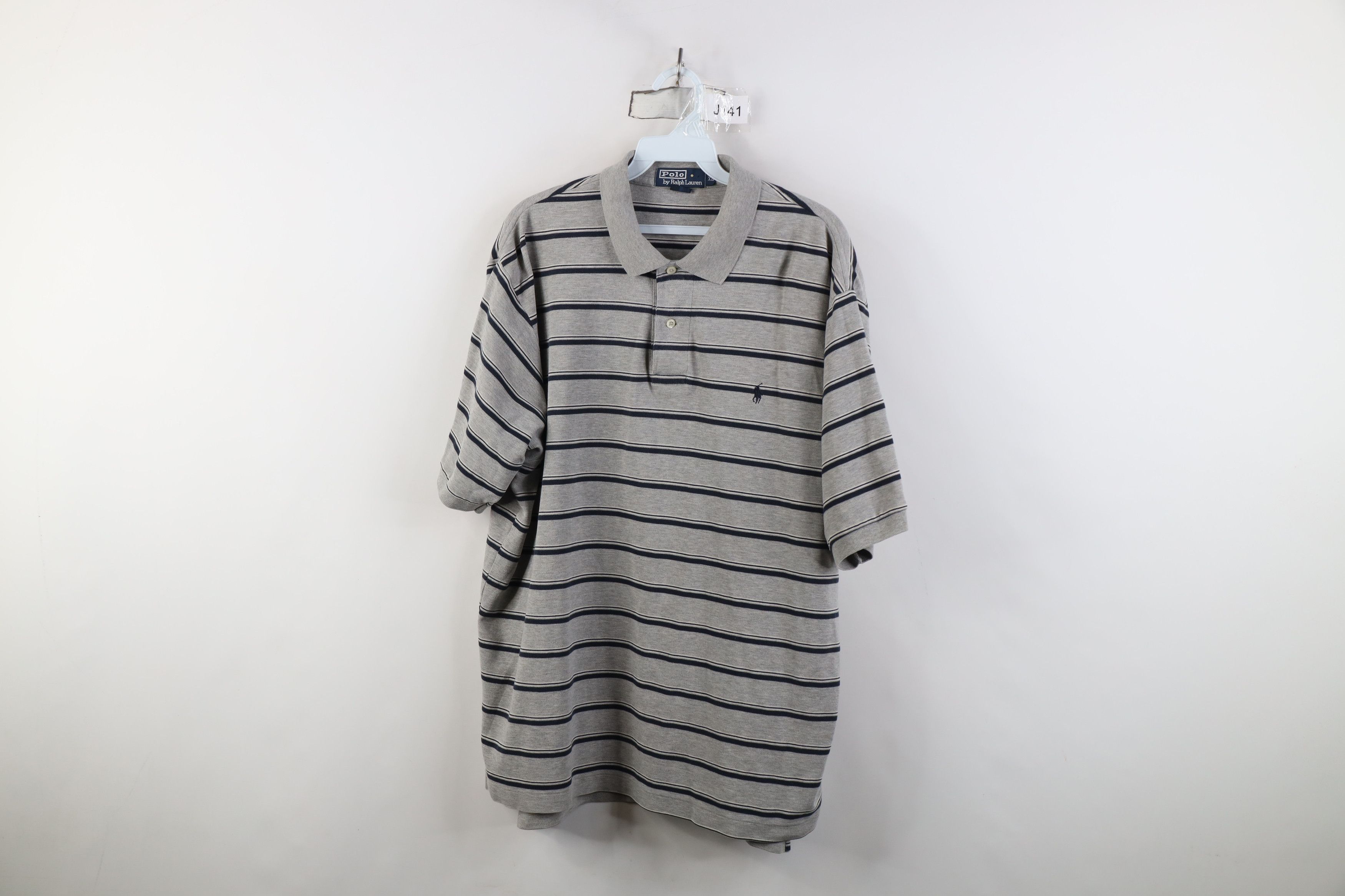 Ralph Lauren Vintage 90s Ralph Lauren Block Cotton Knit Golf Polo Gray Size US XL / EU 56 / 4 - 1 Thumbnail