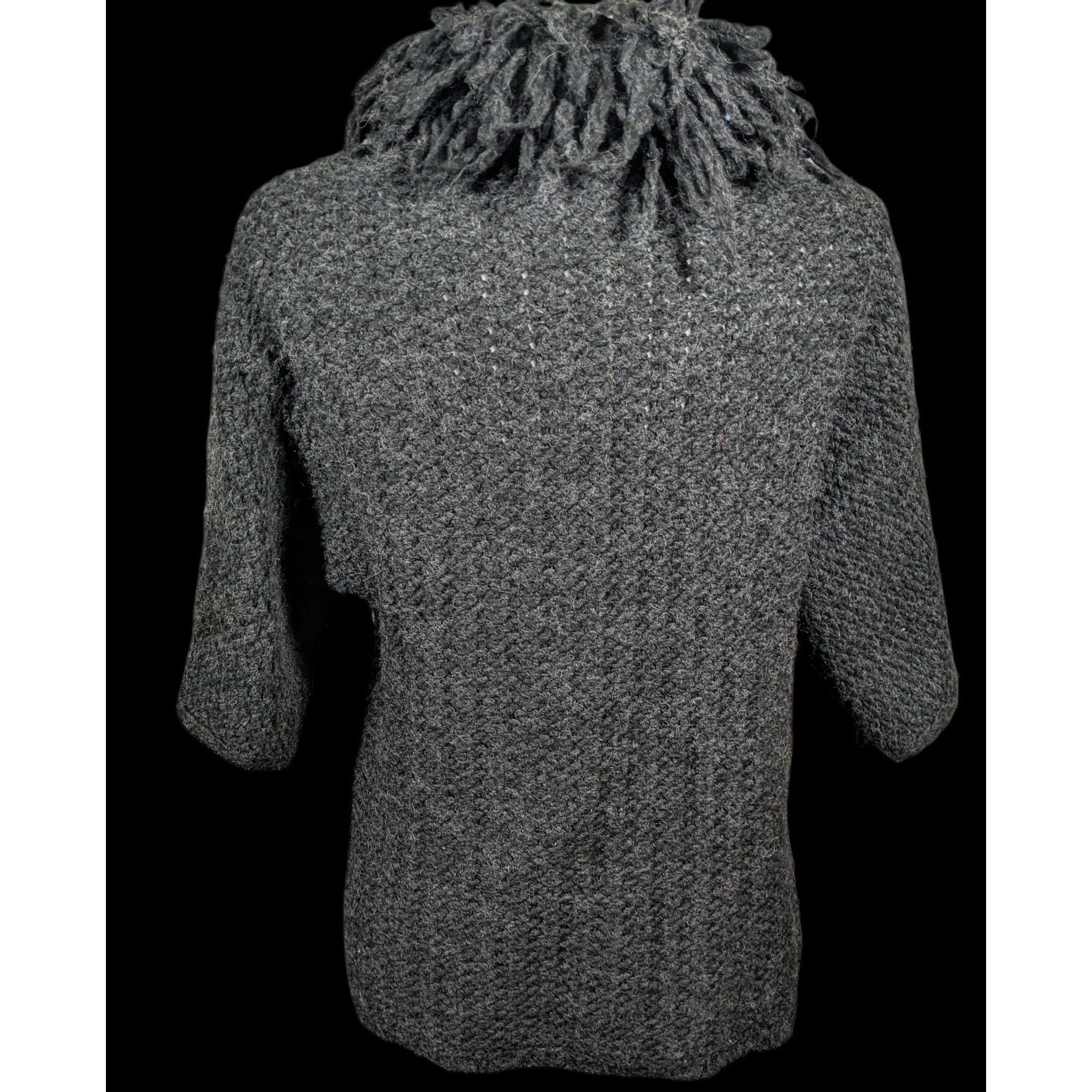 Other Kenar Italy Vintage Open Front Black Fringe Neck Cardigan Si Size M / US 6-8 / IT 42-44 - 2 Thumbnail