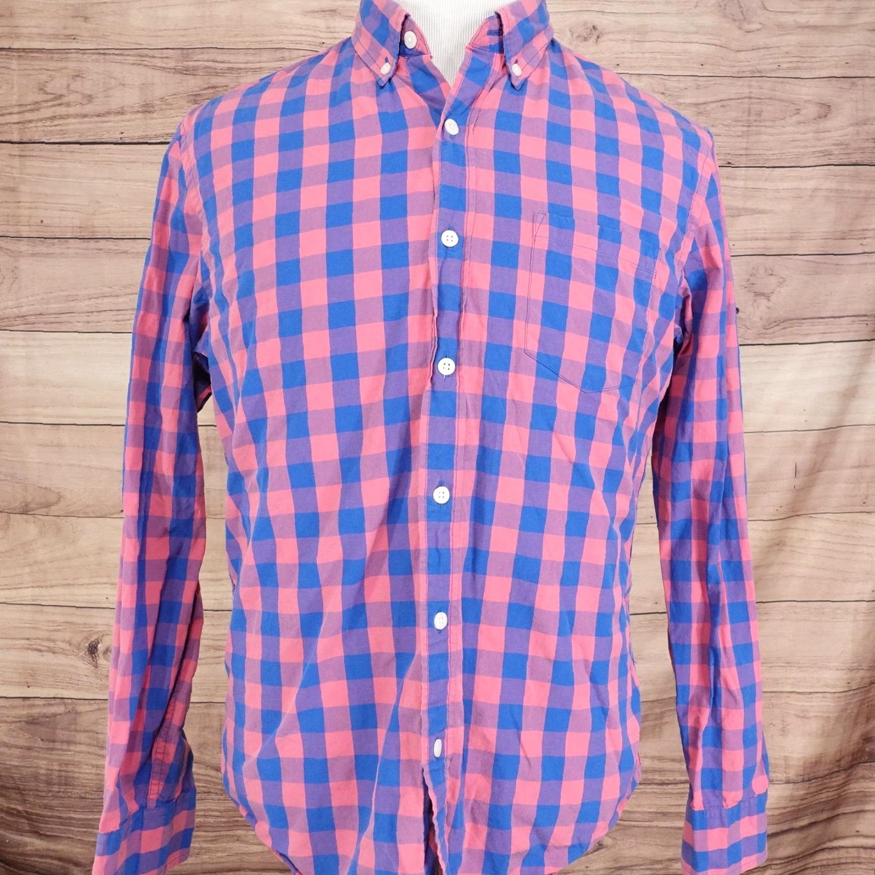 J.Crew J.Crew Shirt Mens Large Pink Blue Check Slim Fit Long Sleeve Button-Down Casual Size US L / EU 52-54 / 3 - 3 Thumbnail