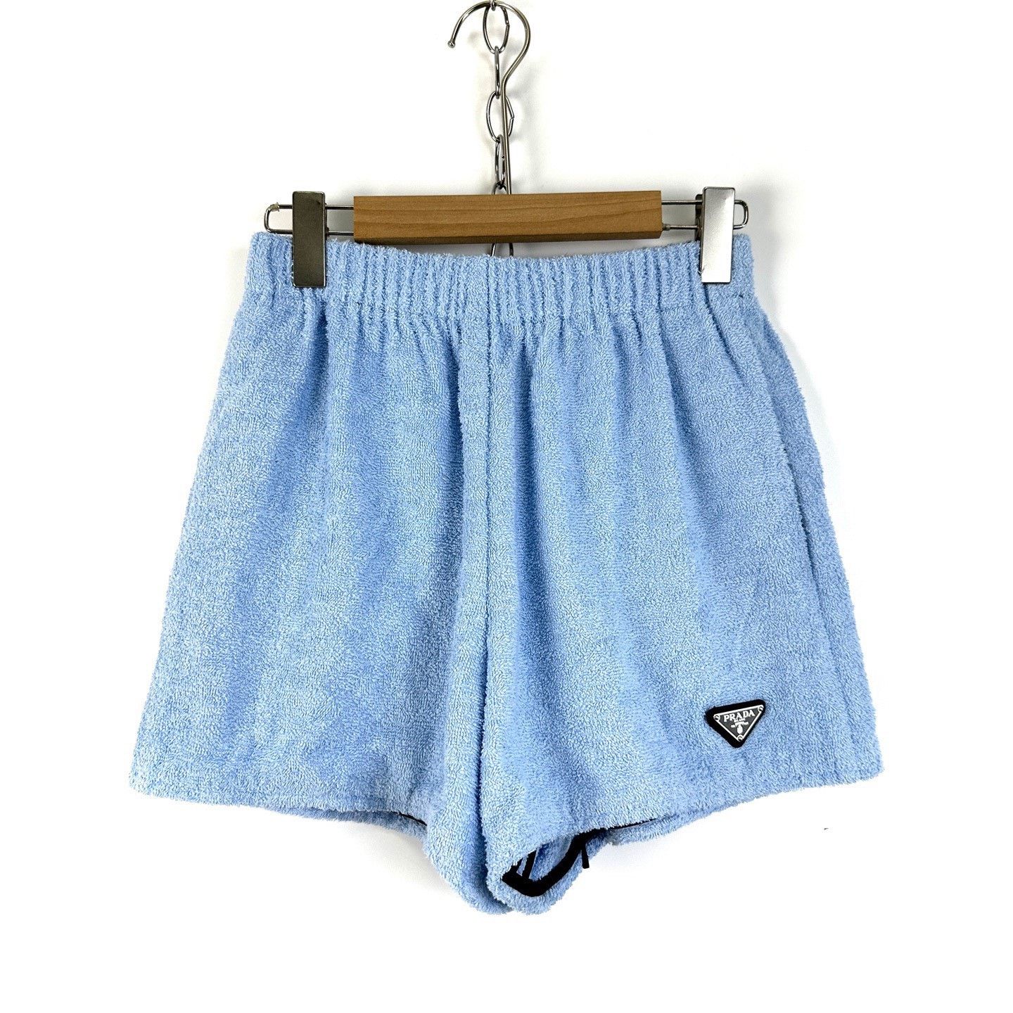 Prada Prada Blue Triangle Logo Terry Sports Shorts Size US 28 / EU 44 - 1 Thumbnail