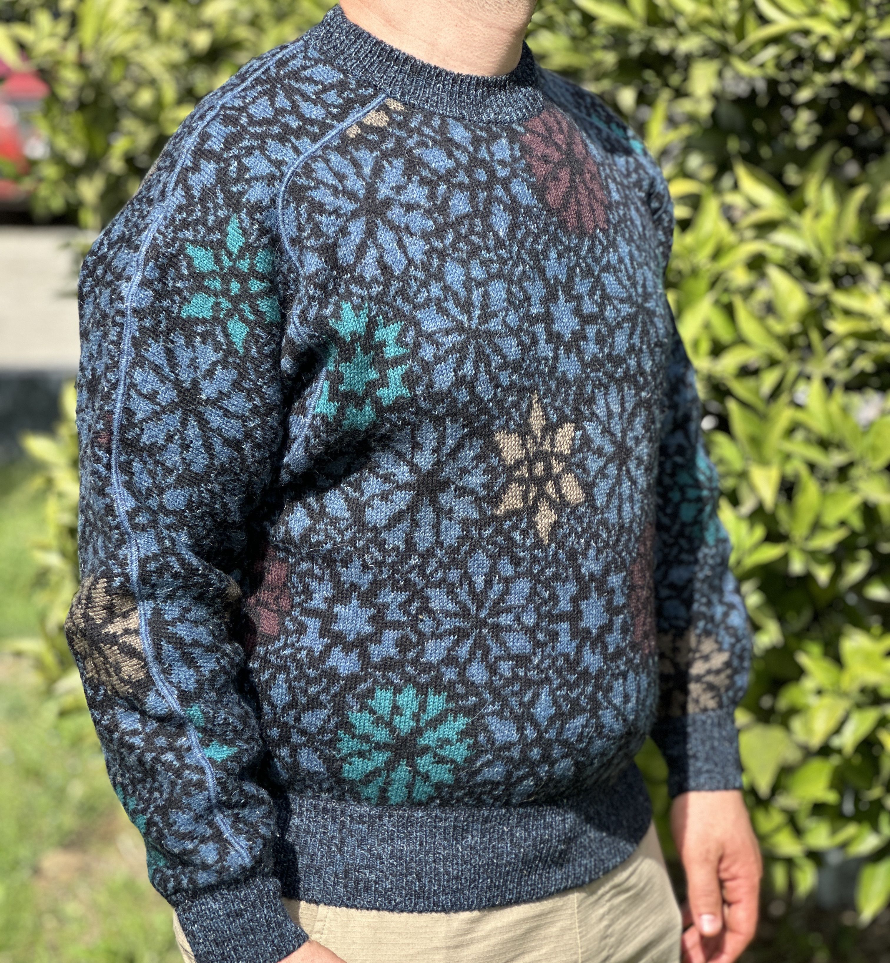 Missoni 90s Missoni Uomo Floral Knit Navy Cardigan Sweater Size M 50 Size US M / EU 48-50 / 2 - 9 Thumbnail