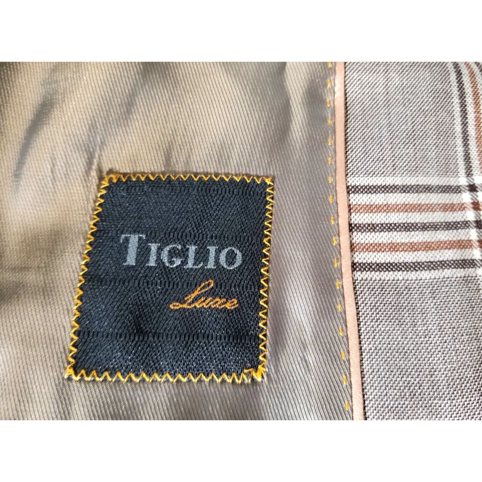 Vintage Tiglio Blazer Shirt Brown Orange Glen Check Wool Textured Jacket Sport Coat Notch Lapel Single-Breasted 50R Mens Wool Jacket New without Tags Size 50R - 5 Thumbnail