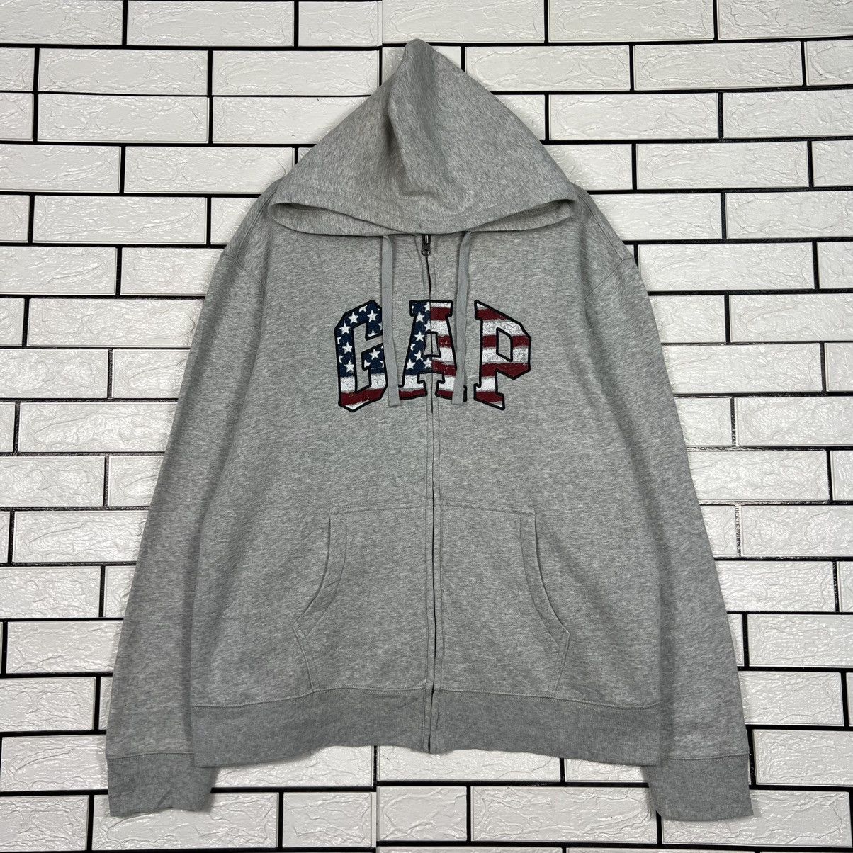 Gap GAP American Flag Big Logo Hoodie Sweatshirt #4309-C195 Size US XL / EU 56 / 4 - 1 Thumbnail