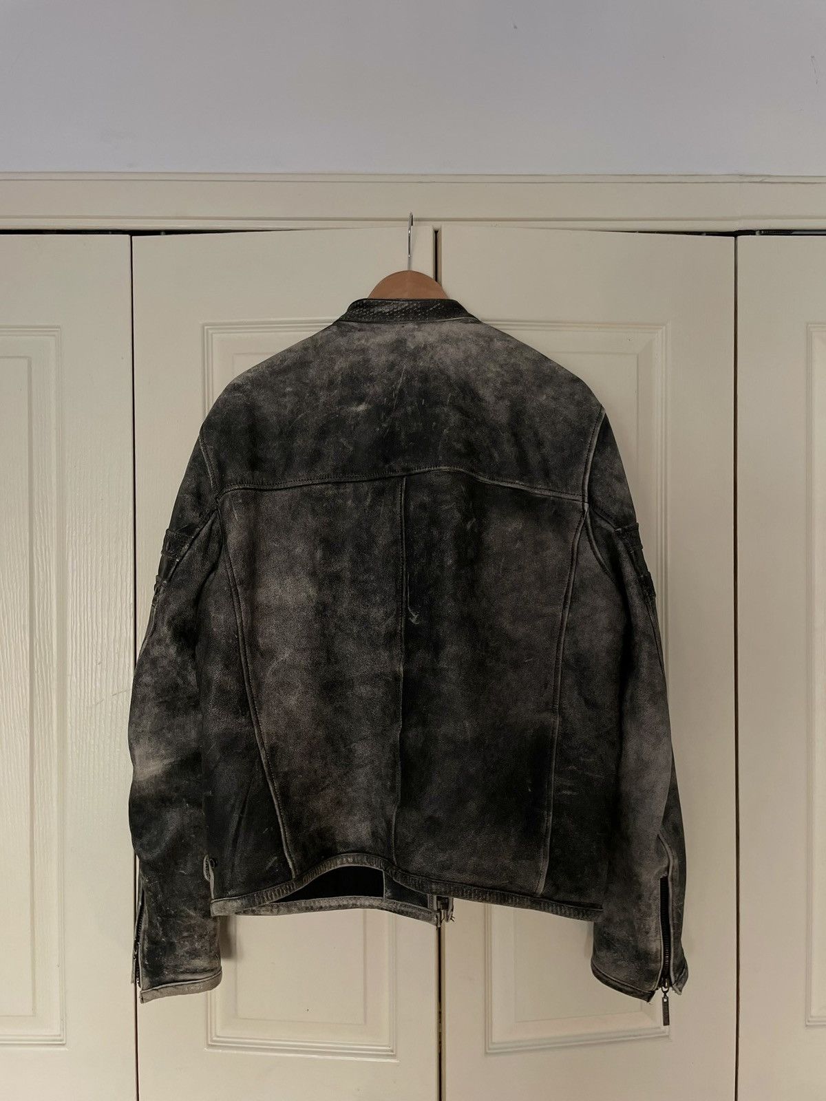 Vintage Distressed Grey Leather Rider Jacket Size US XL / EU 56 / 4 - 2 Thumbnail