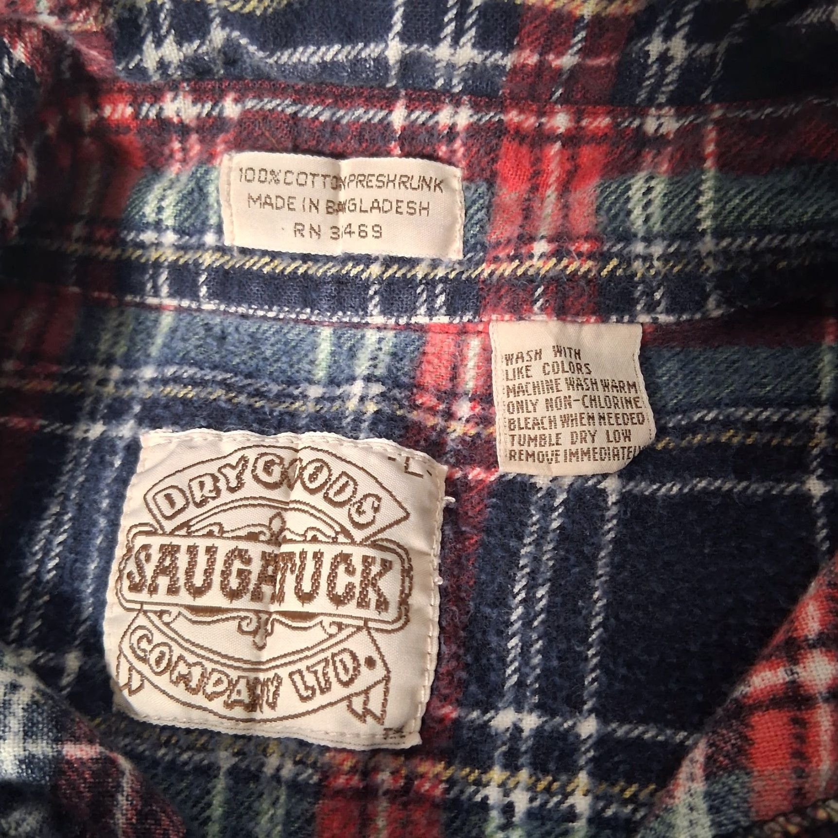 CO VINTAGE Saugatuck Drygoods Co Flannel Shirt Large L Blue Red Plaid Grunge Work Shirt Mens Size US L / EU 52-54 / 3 - 7 Thumbnail