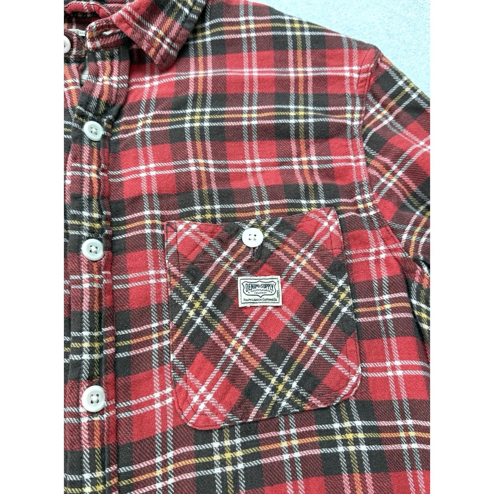Vintage DENIM & SUPPLY RALPH LAUREN Plaid Flannel Shirt Red Check Button Up Mens Size S Size US S / EU 44-46 / 1 - 6 Thumbnail