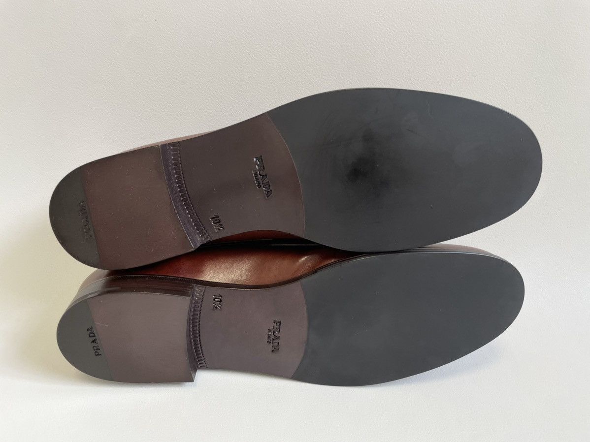 Prada Mid 2000s Brown Burnished Leather Loafers Size US 11.5 / EU 44-45 - 18 Thumbnail