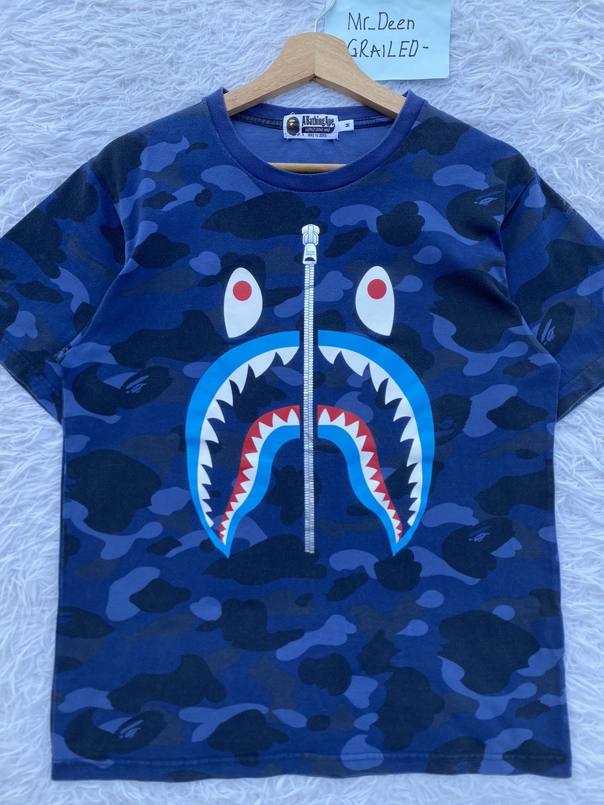 Bape Rare BAPE Shark Camo Blue Tshirt Size US M / EU 48-50 / 2 - 2 Thumbnail