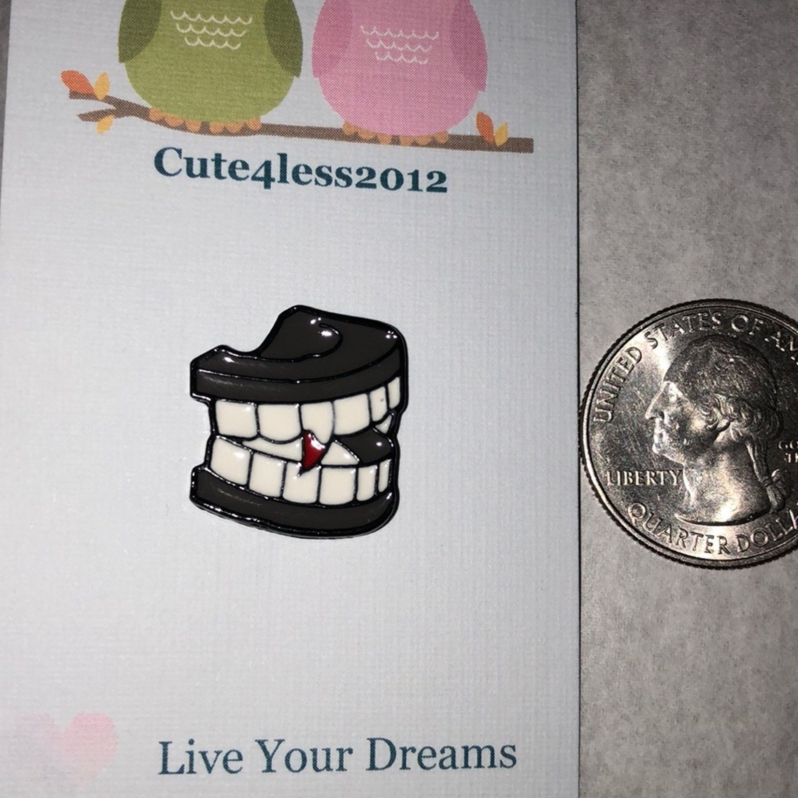 Other Dracula Vampire Teeth Pin Brooch Halloween Size ONE SIZE - 1 Thumbnail