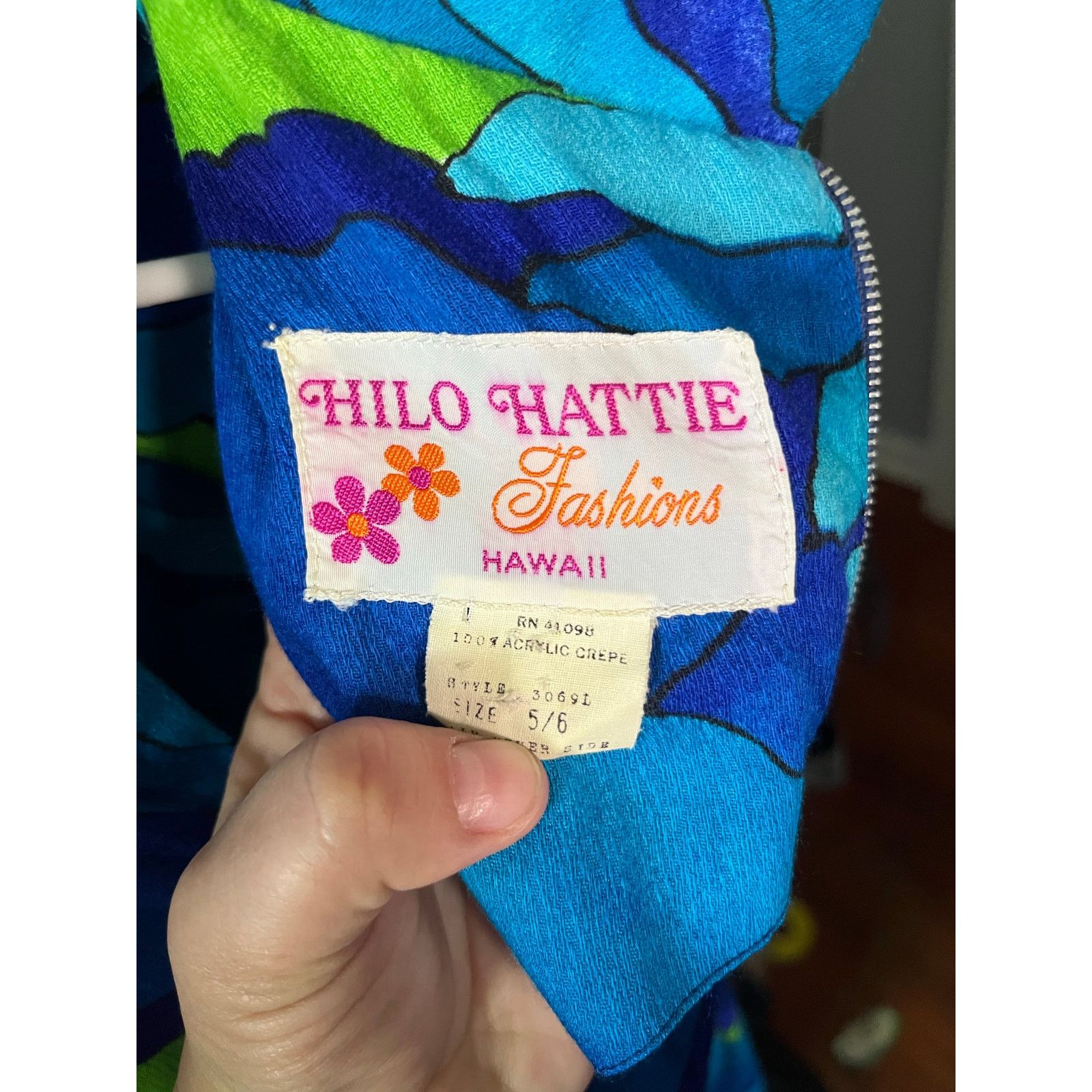 Hilo Hattie Vintage 60’s Hilo Hattie Blue Floral Hawaiian Dress XS Small Size XS / US 0-2 / IT 36-38 - 7 Thumbnail
