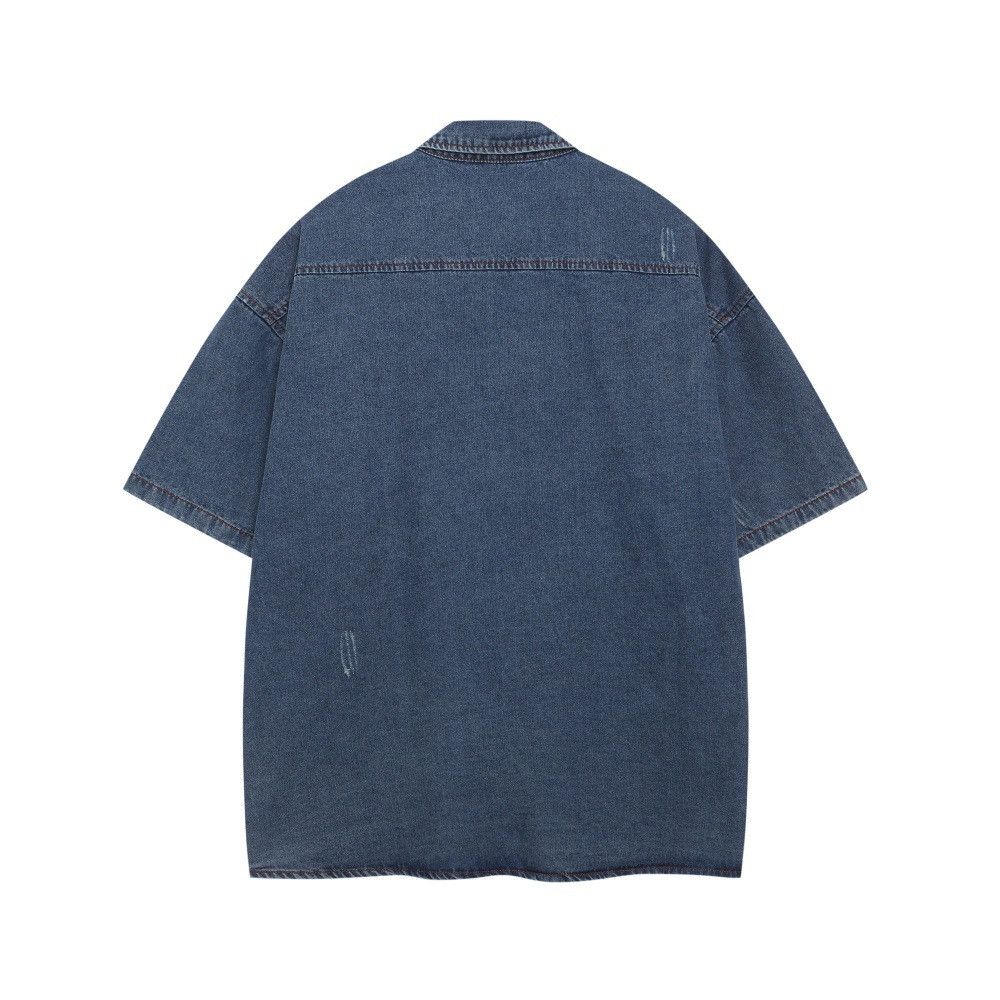 Japanese Brand × Vintage Men's punk retro distressed washed letter print denim shirt Size US M / EU 48-50 / 2 - 2 Thumbnail