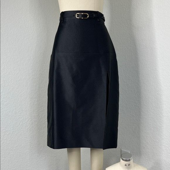 Gucci Gucci Gucci Duchesse Silk Side Slit A Line Skirt with Logo B Size 28" / US 6 / IT 42 - 1 Thumbnail