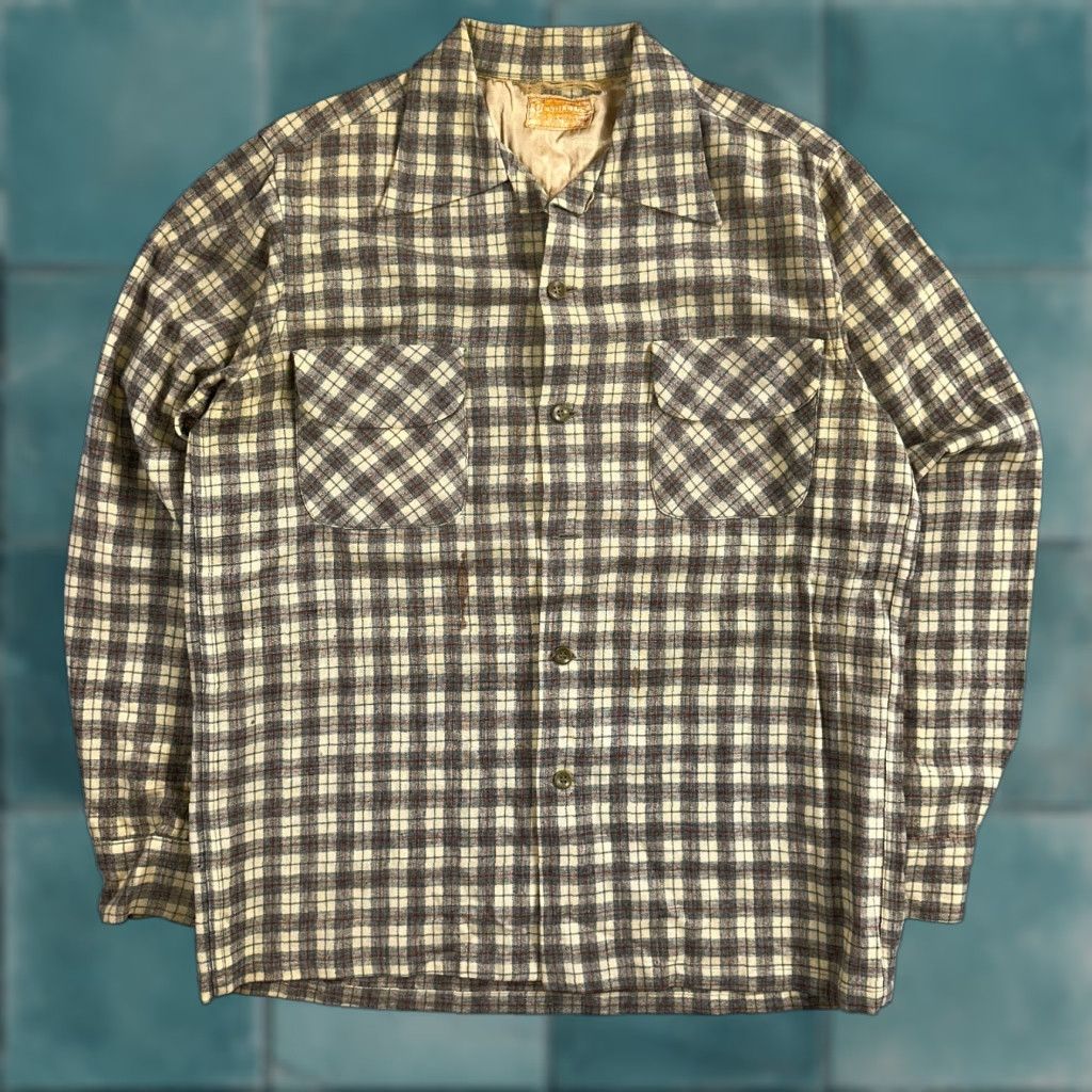 Pendleton VINTAGE Pendleton Board Shirt Plaid Wool Button Down Size M Gray 1960s Casual Mens Size US M / EU 48-50 / 2 - 1 Thumbnail