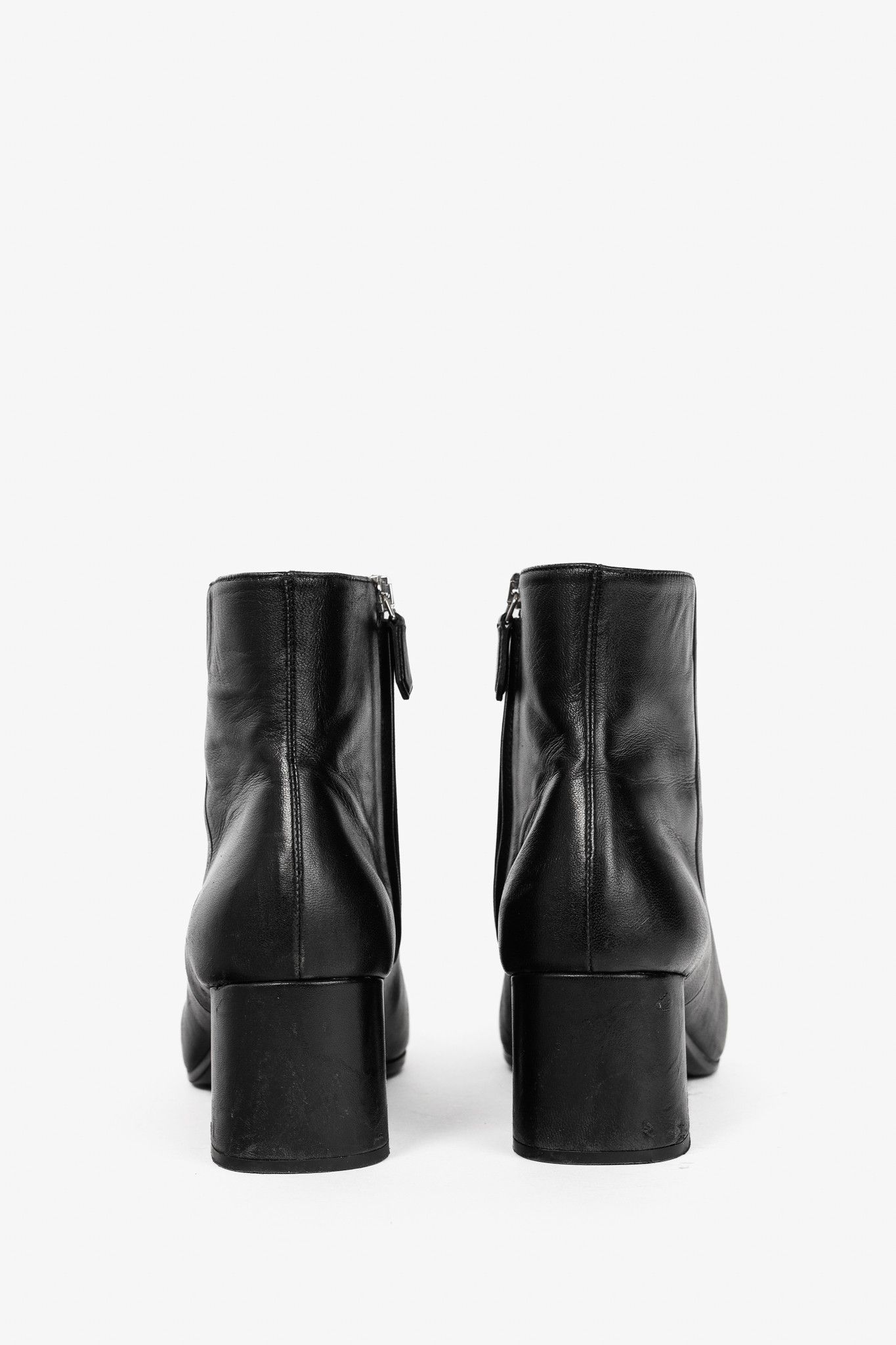 Prada Prada Black Leather Block-Heel Ankle Boots Size US 8.5 / IT 38.5 - 3 Thumbnail