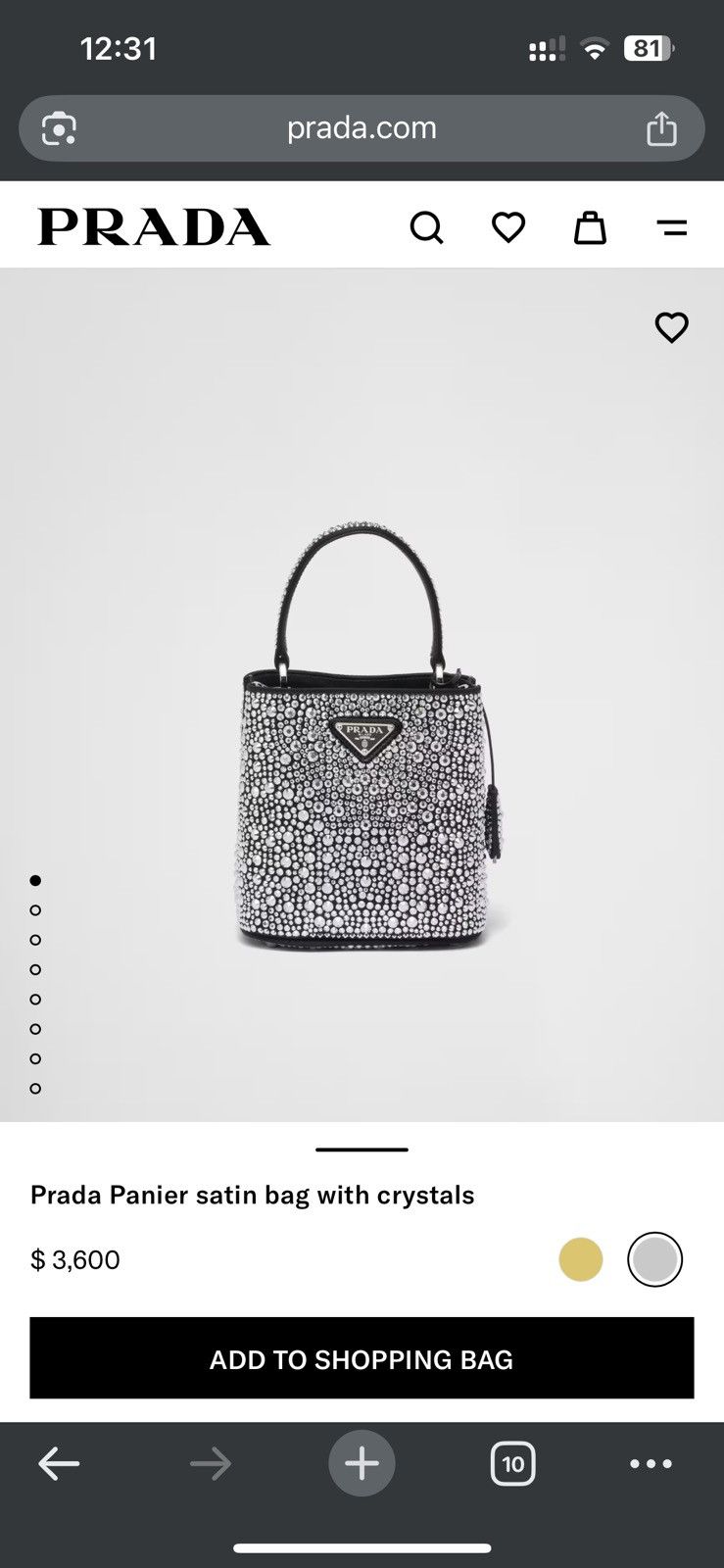 Prada Panier satin bag with crystals