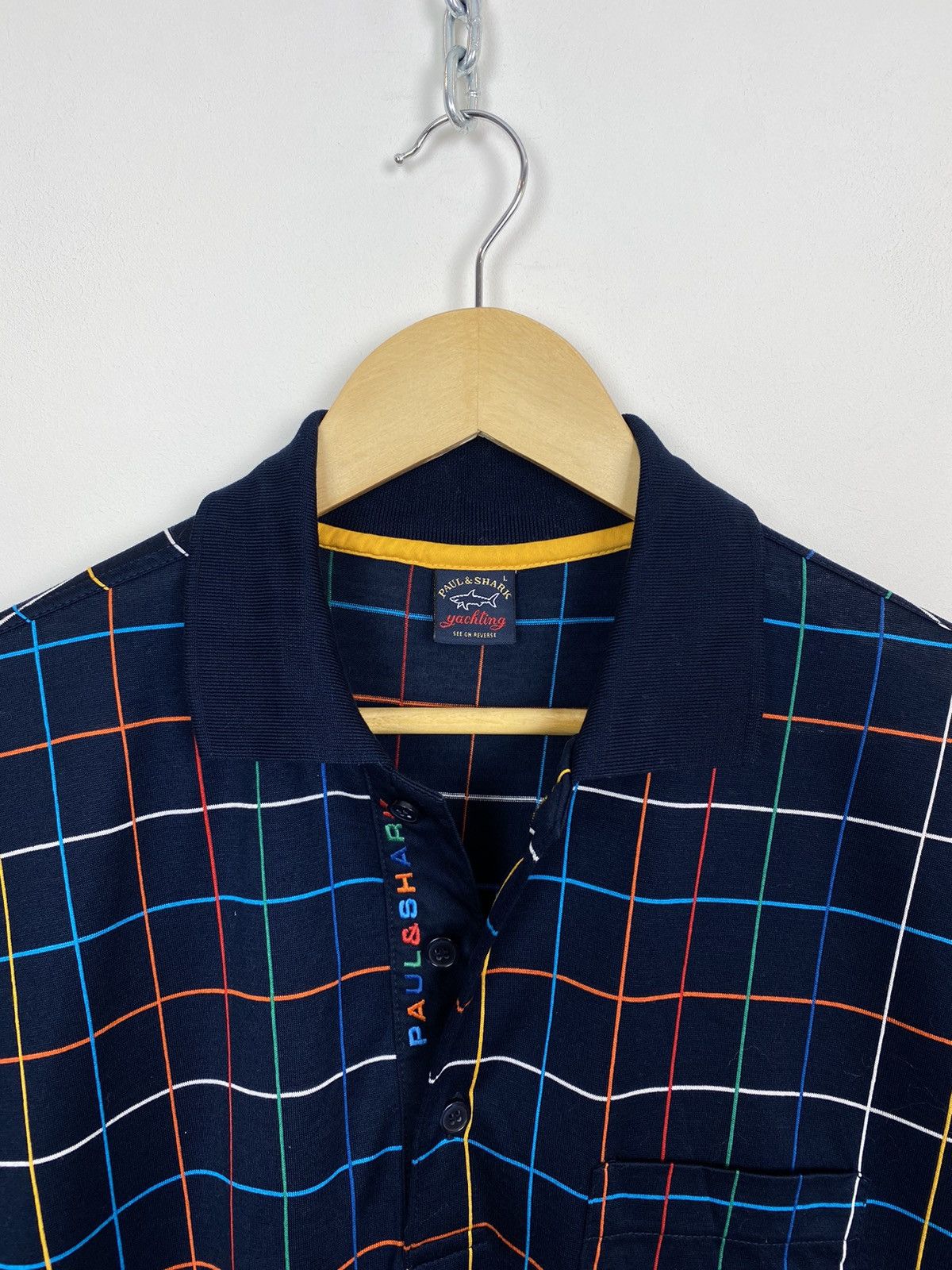 Paul & Shark Vintage Paul & Shark Polo Shirt Check Button-Up Short Sleeve Size US L / EU 52-54 / 3 - 3 Thumbnail