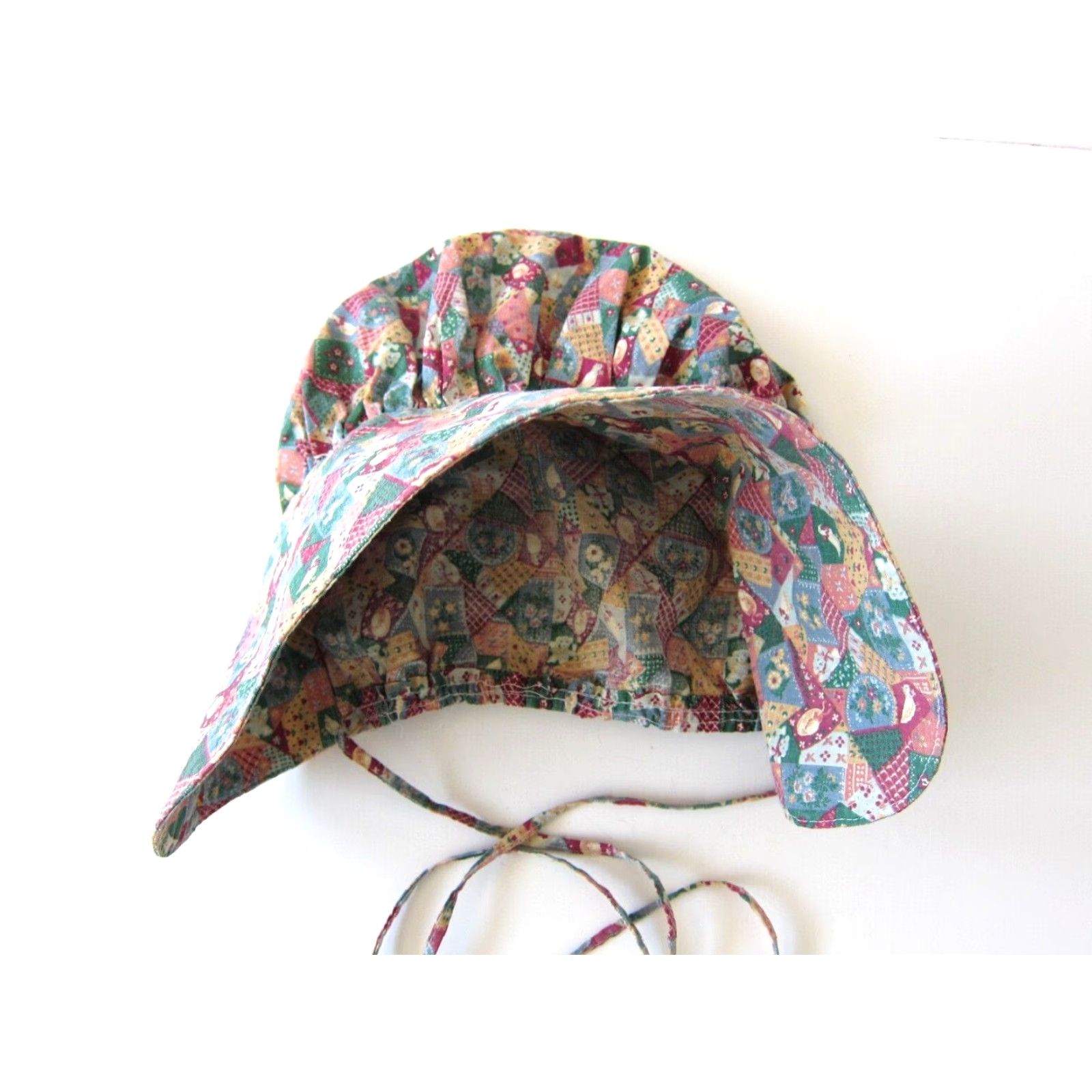 Vintage Vintage Handmade Pink Green Bird Floral Goose Hat Hood Cap Chapeau Bonnet M-L Size ONE SIZE - 3 Thumbnail