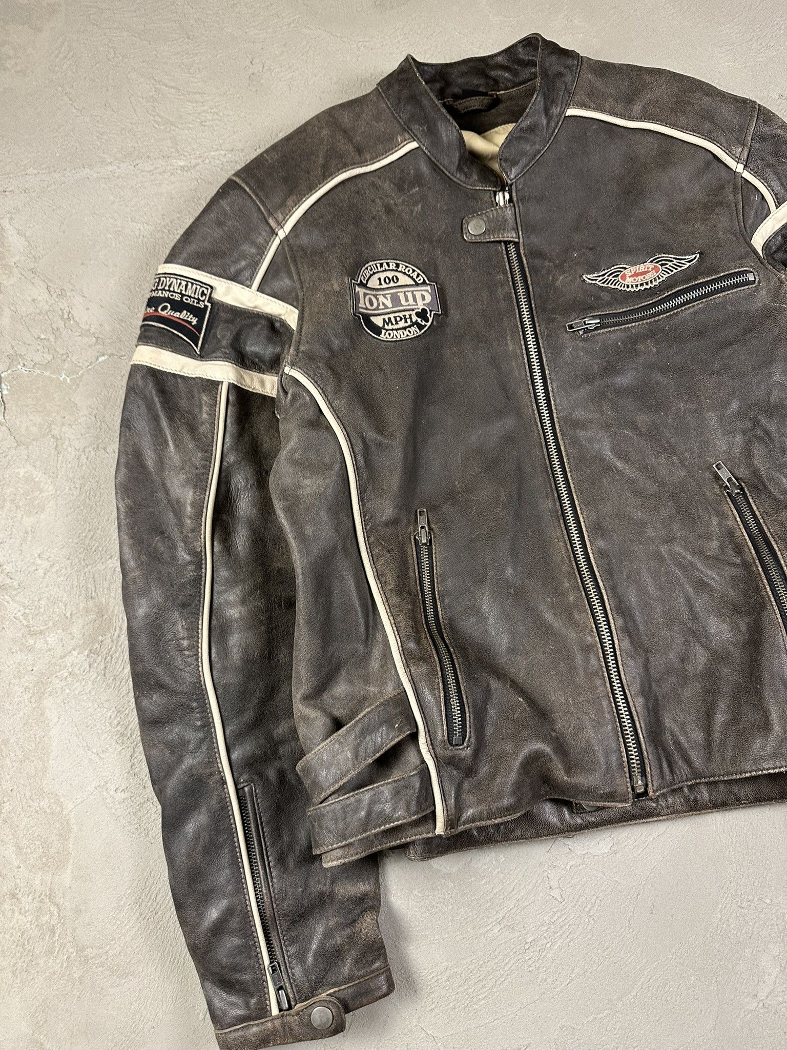 Vintage Vintage Leather Racing Patch Biker Boxy Jacket Size US XL / EU 56 / 4 - 2 Thumbnail