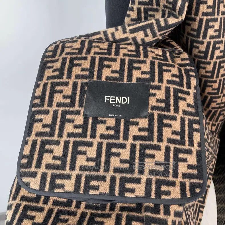 Fendi Fendi Fully Printed Black Wool Long Coat Size US M / EU 48-50 / 2 - 8 Thumbnail