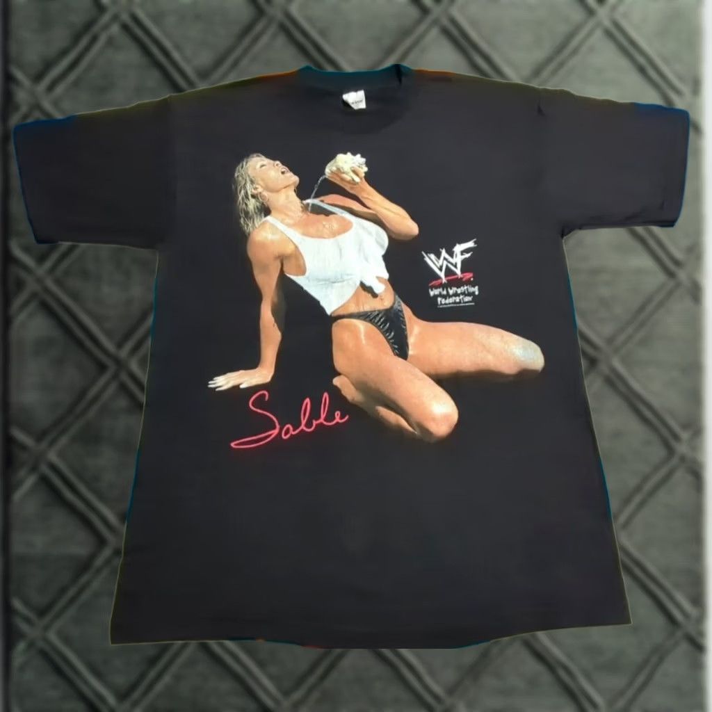 Vintage VINTAGE WWF Sable "Seashell" Shirt Made In USA 1998 Wrestling WWE Rare Large Size US L / EU 52-54 / 3 - 1 Thumbnail