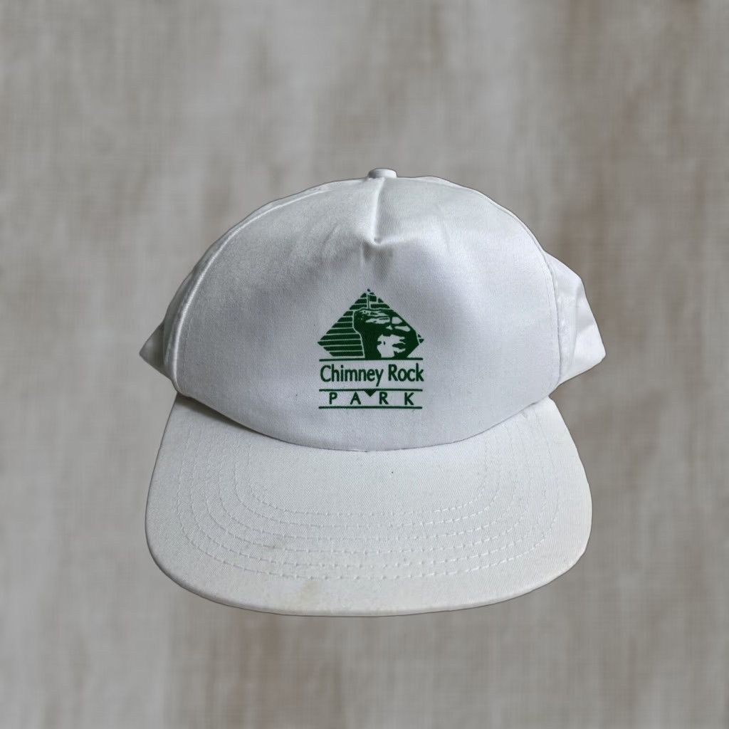 Vintage VINTAGE White Green SnapBack Hat Mens Adjustable Chimney Rock J Hats Rock Hats 90s (if applicable) Size ONE SIZE - 1 Thumbnail