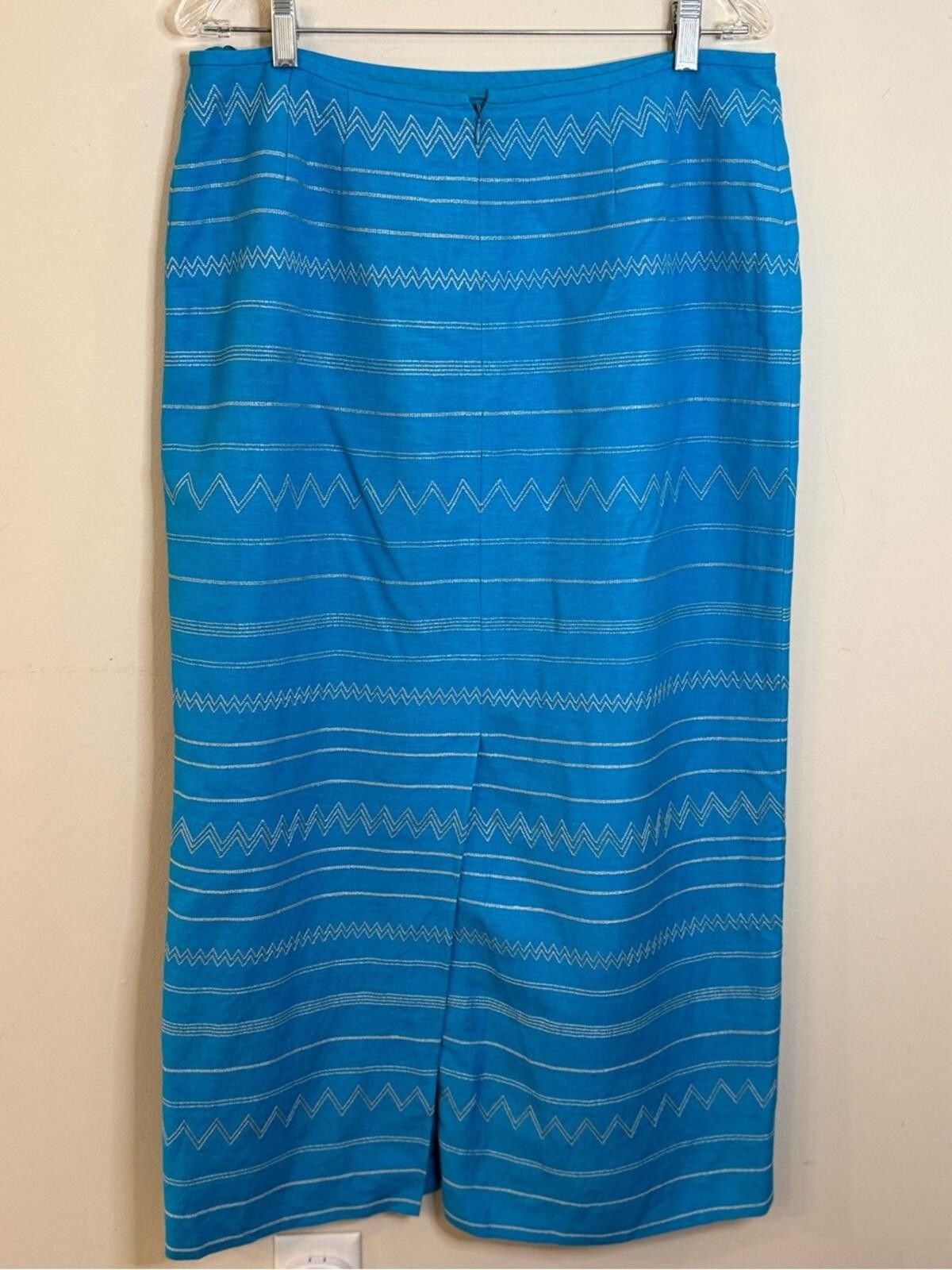 Other Kasper linen blend embroidered maxi skirt teal white SZ 14 Size 36" / US 14 / IT 50 - 2 Thumbnail