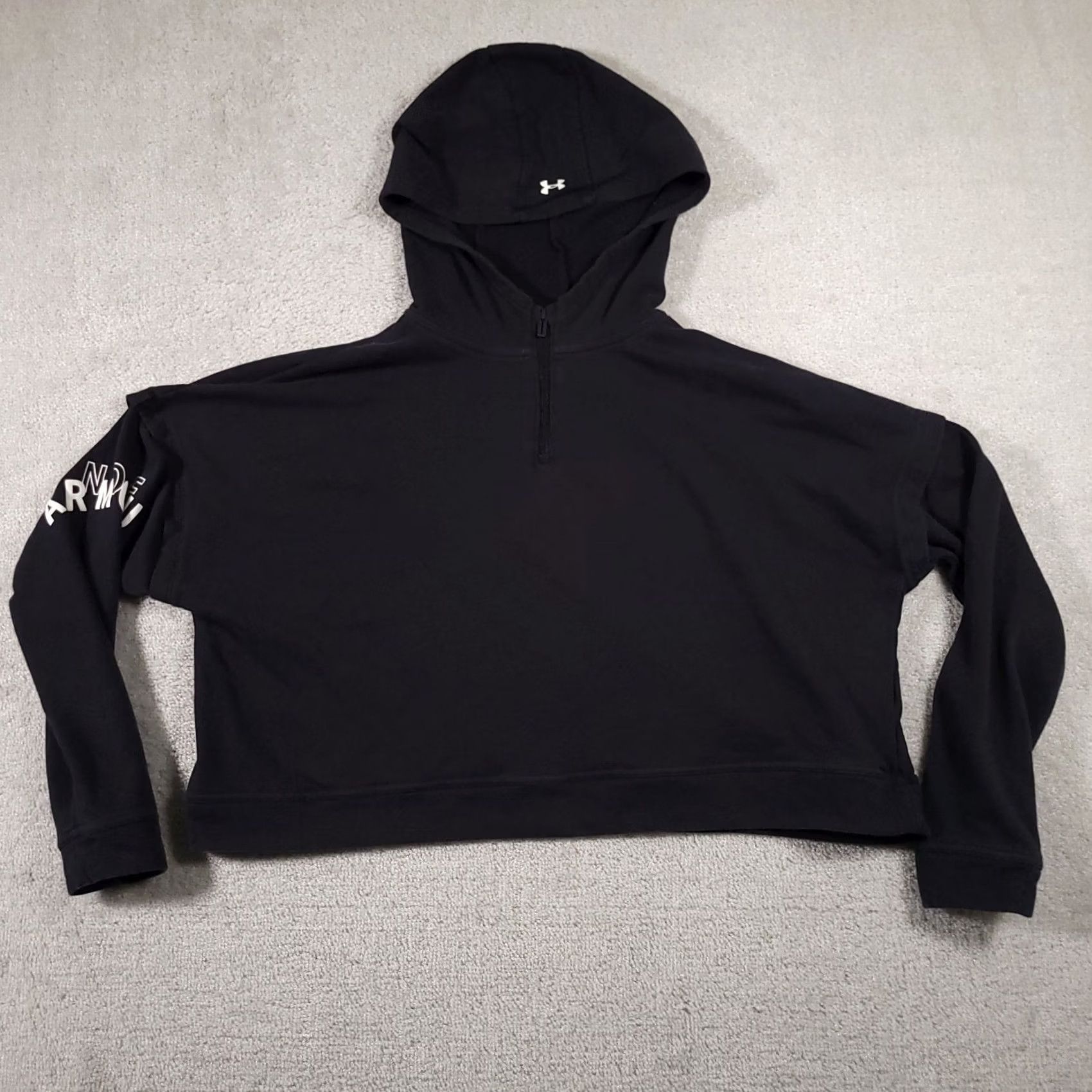 Under Armour VINTAGE: No Under armour Rival Cropped Gym Hoodie Women XL Black 1/4 Zip Hoodie Women XL Black Logo Size XL / US 12-14 / IT 48-50 - 2 Thumbnail