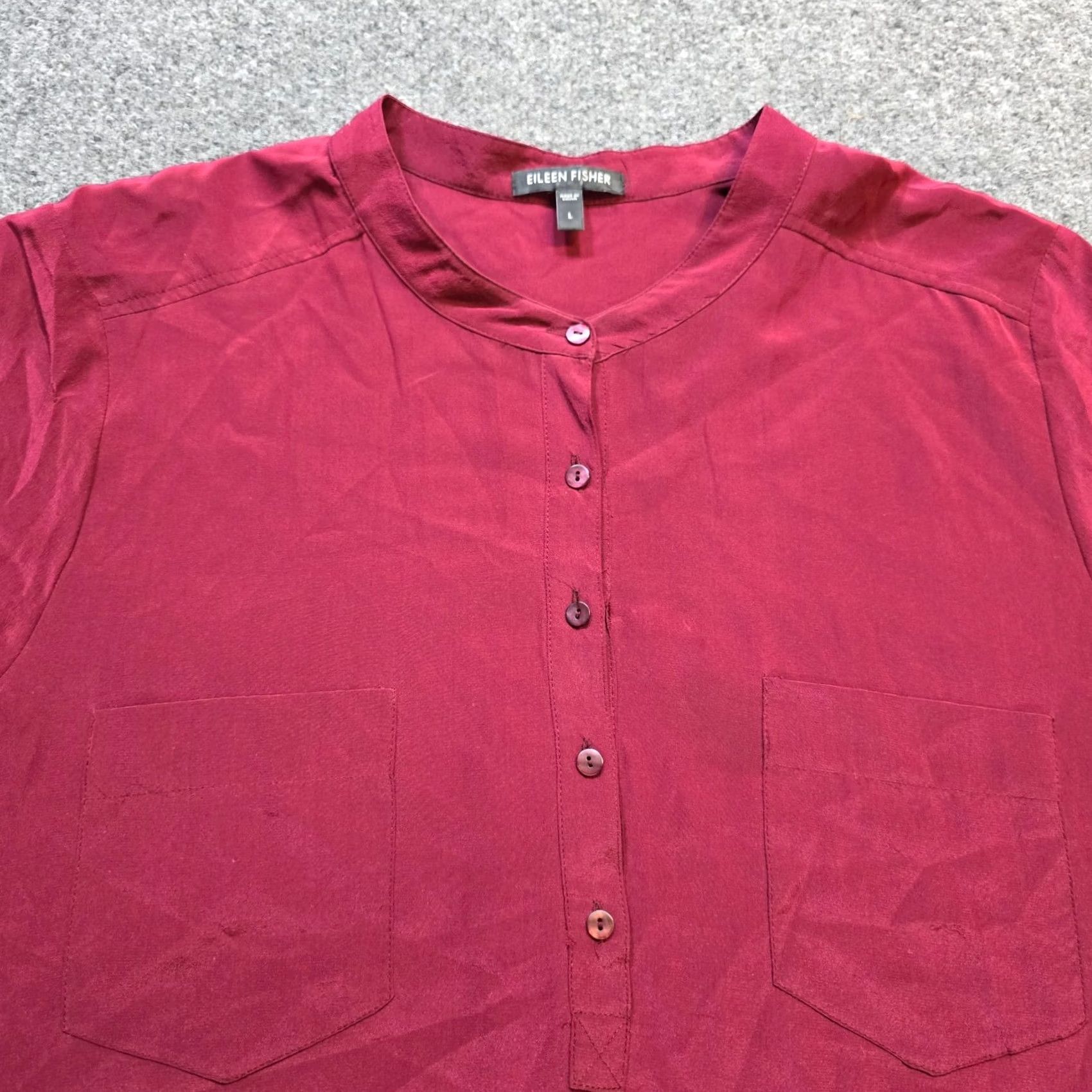 Eileen Fisher Eileen Fisher Top Womens L Red Tunic Silk Long Sleeve Lightweight Career Size L / US 10 / IT 46 - 2 Thumbnail