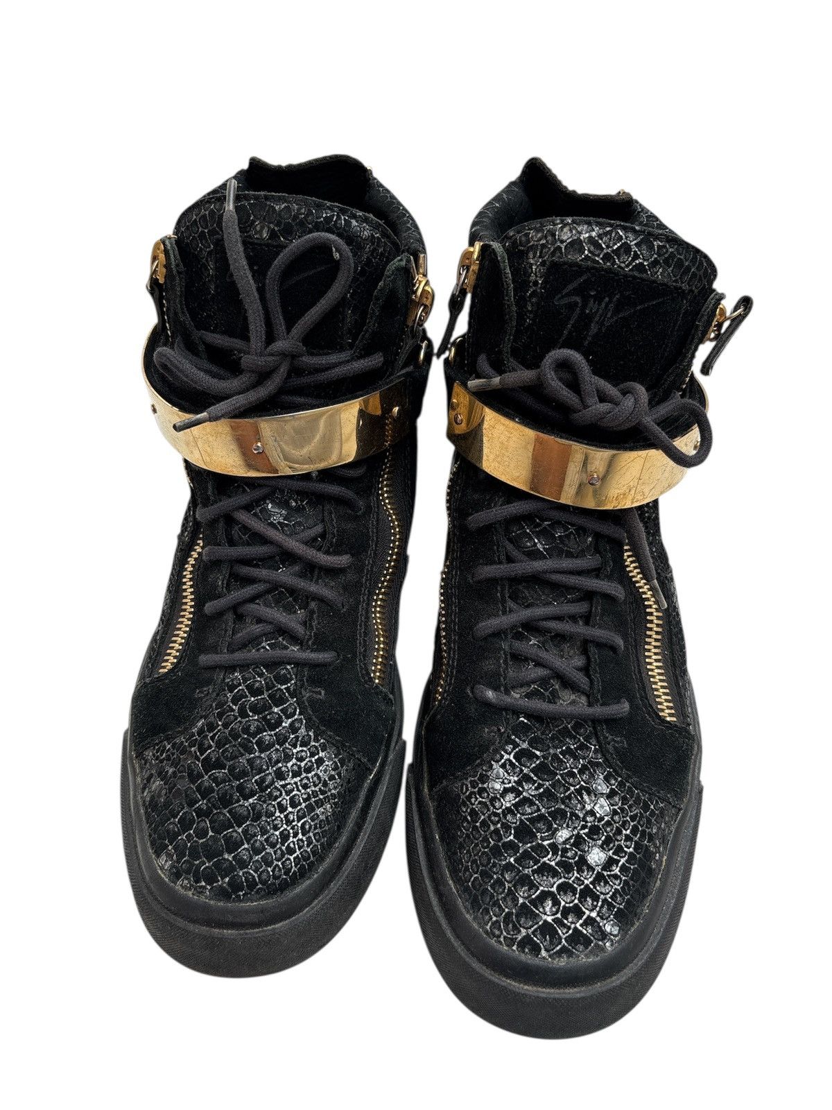 Giuseppe Zanotti Python Embossed Gold Strap Sneakers Size US 9 / EU 42 - 4 Thumbnail