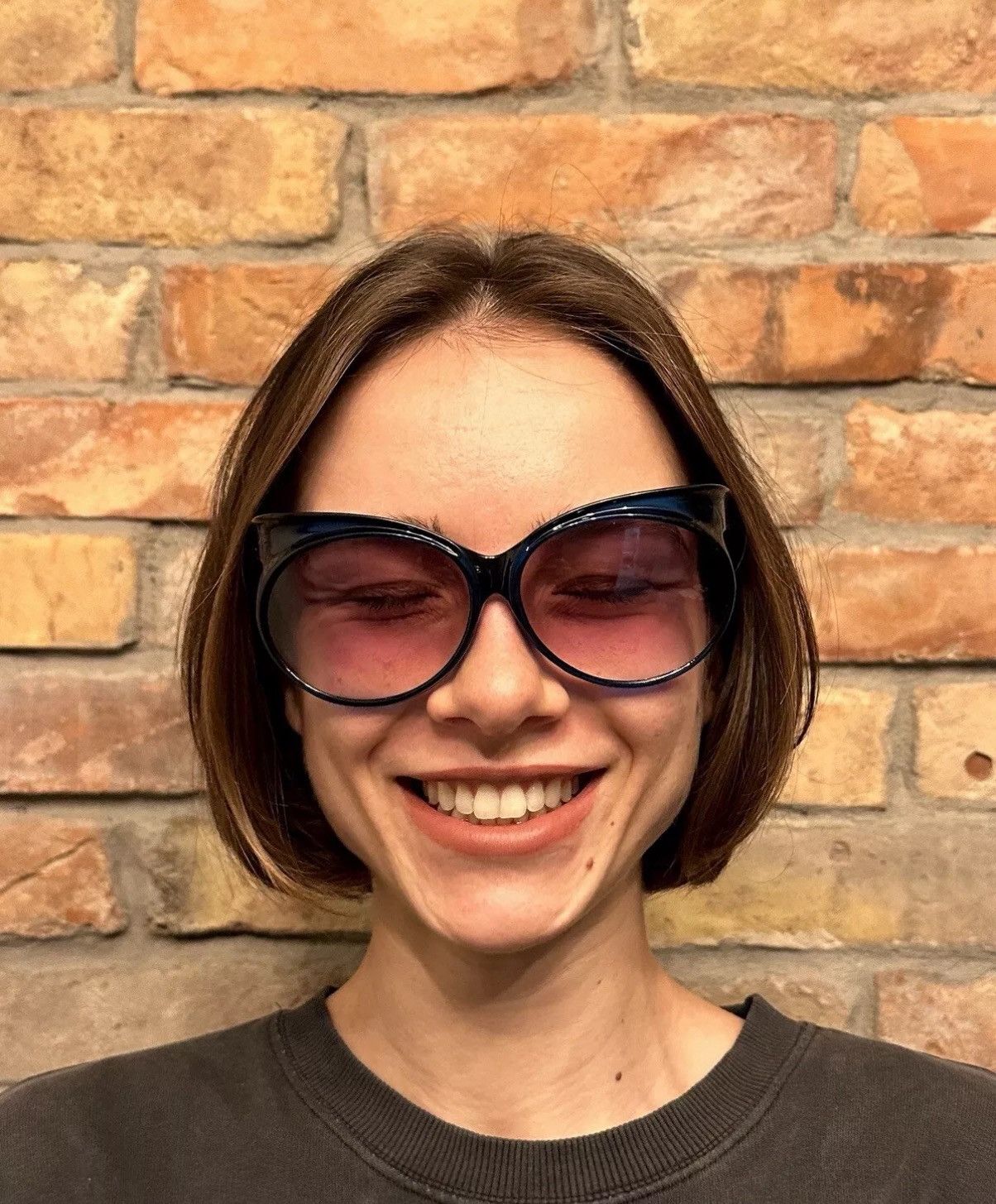 Vintage × Yves Saint Laurent Yves Saint Laurent Big Cat Eye Round Plastic Sunglasses Size ONE SIZE - 6 Thumbnail