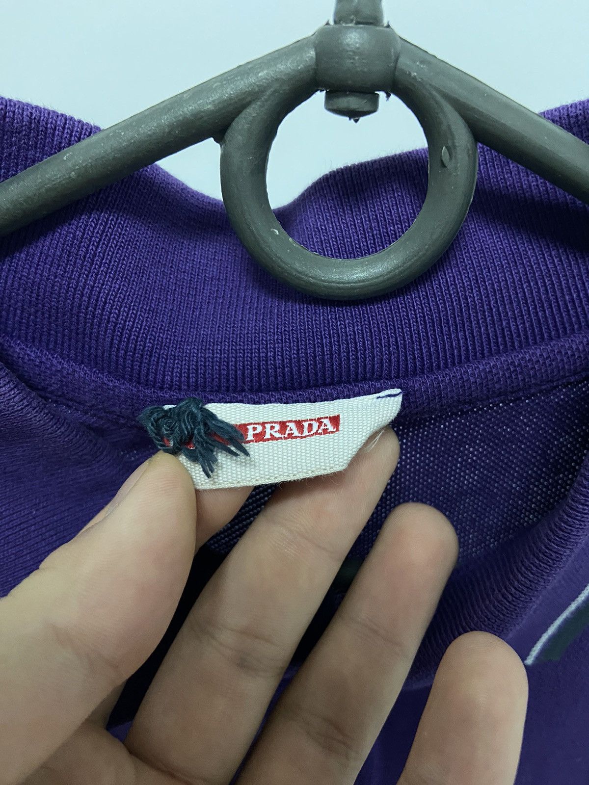 Prada × Vintage Prada Luxury Vintage Polo T Shirt Red Rubber Logo Ribbon Size US L / EU 52-54 / 3 - 6 Thumbnail
