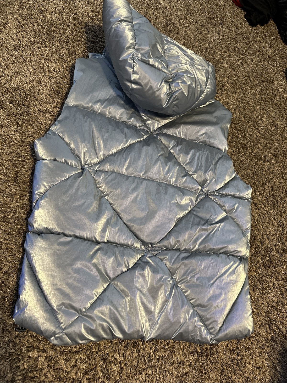 Boohoo BoohooMAN Metallic Blue Hooded puffer Vest Men Medium Size US M / EU 48-50 / 2 - 4 Thumbnail