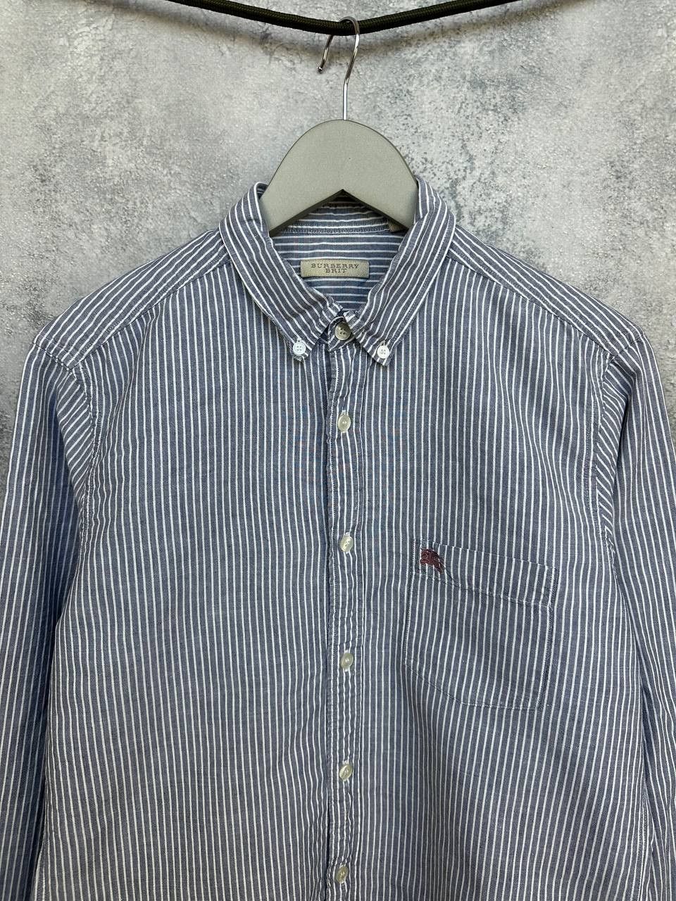 Burberry Burberry Brit Blue Striped Linen Cotton Button Down Shirt LS Size US M / EU 48-50 / 2 - 4 Thumbnail