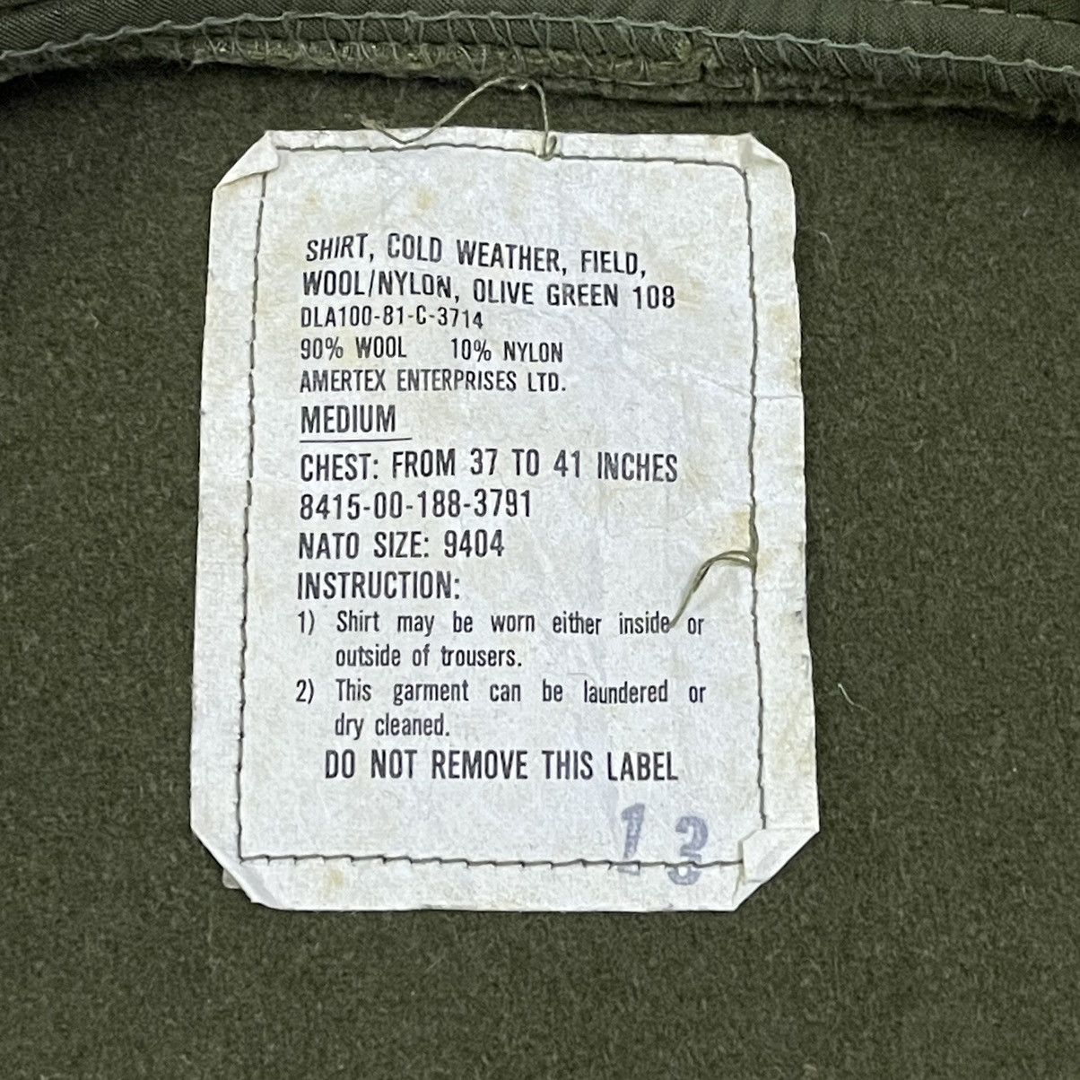 Army Of Me Vintage 80’s OG 108 Field Wool Shirt Size US M / EU 48-50 / 2 - 6 Thumbnail