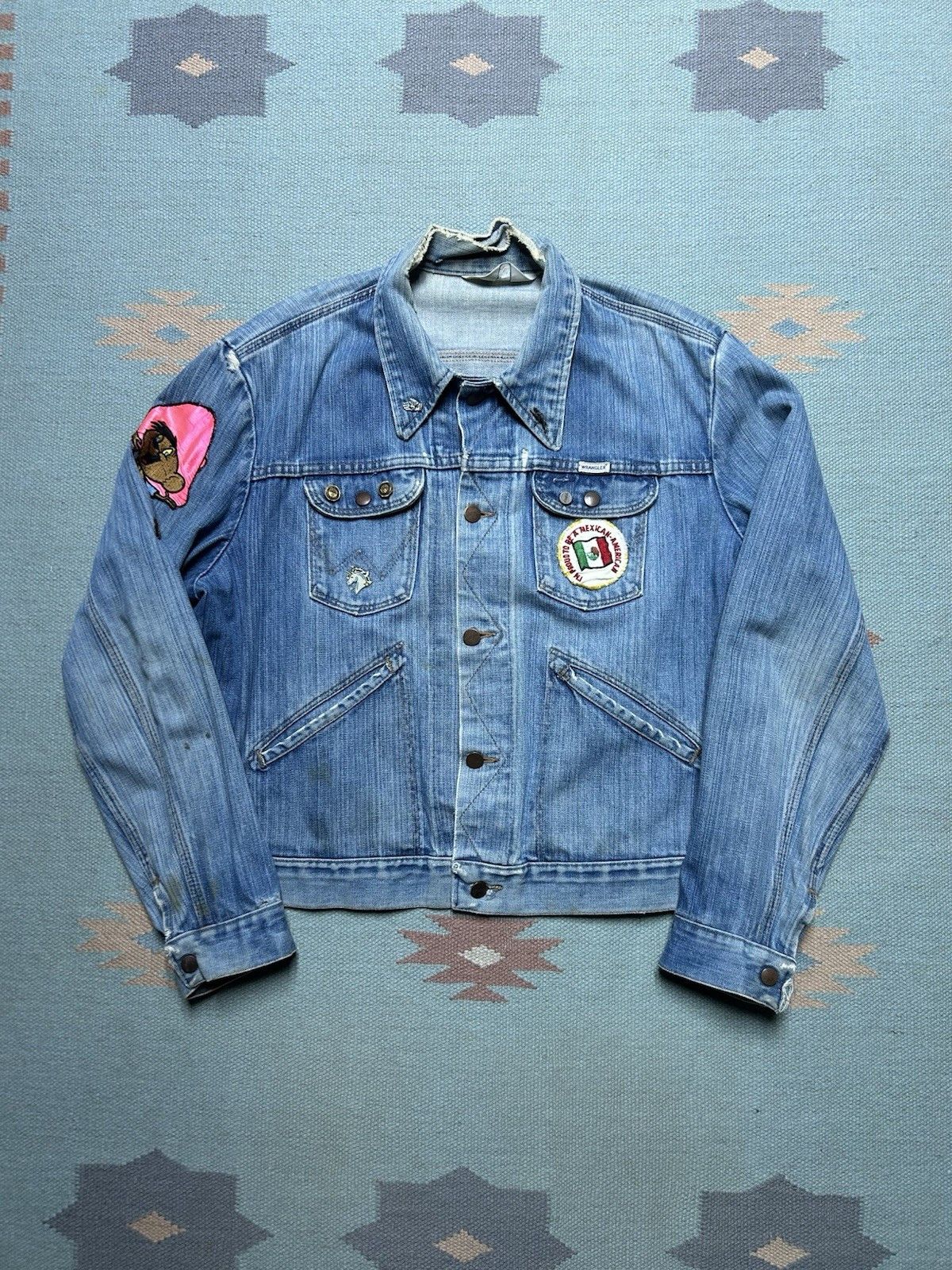 Vintage VTG 70s wrangler no fault denim jacket faded speedy patch L Size US L / EU 52-54 / 3 - 1 Thumbnail